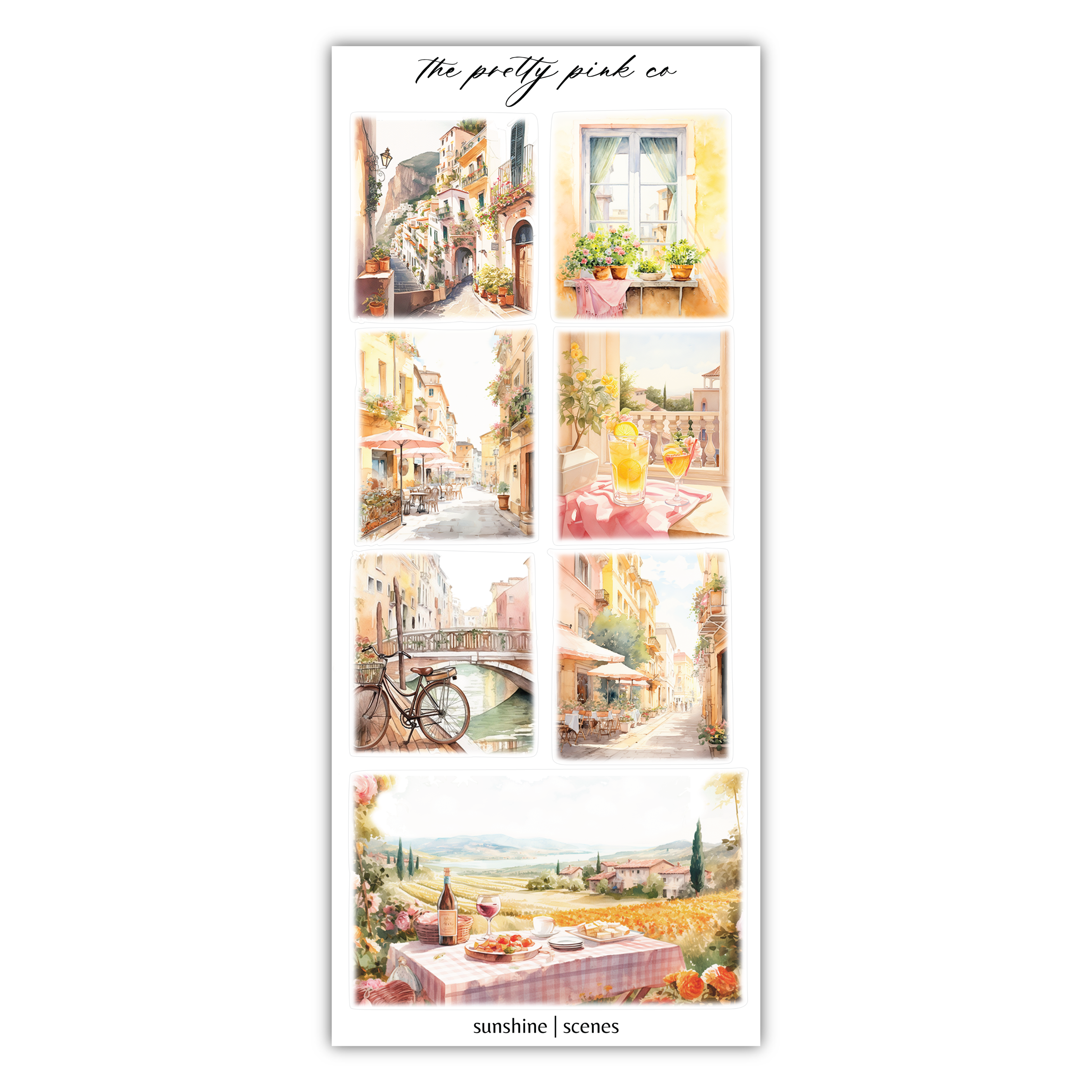 a sticker with a picture of a house and a bicycle