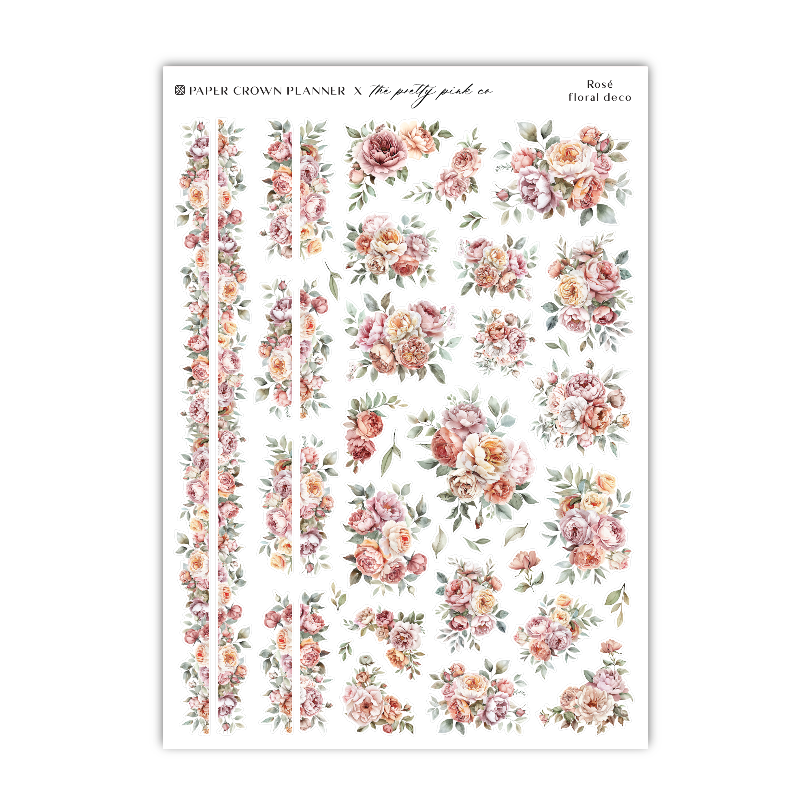 a sheet of stickers with flowers on them