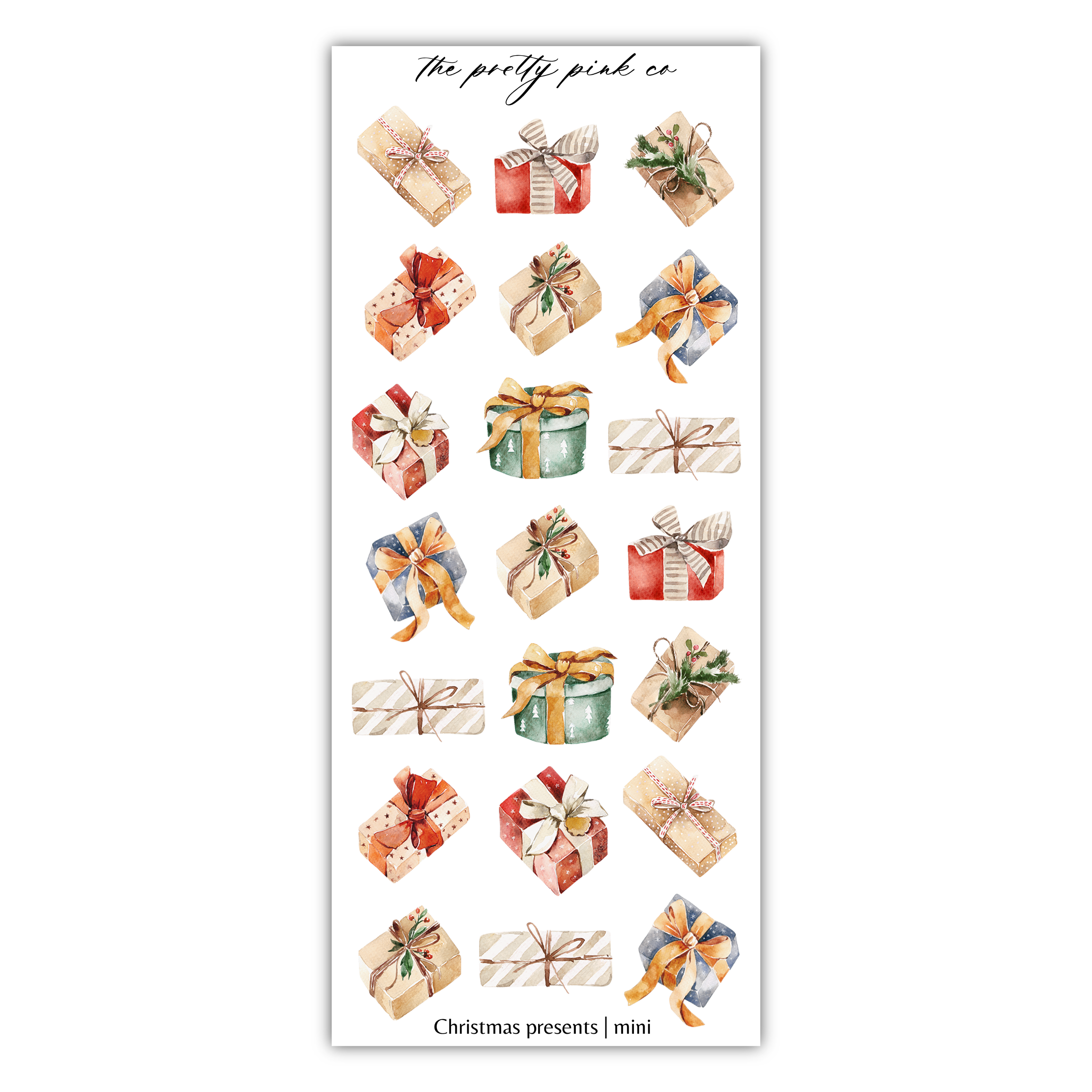 a christmas present sticker sheet with presents on it
