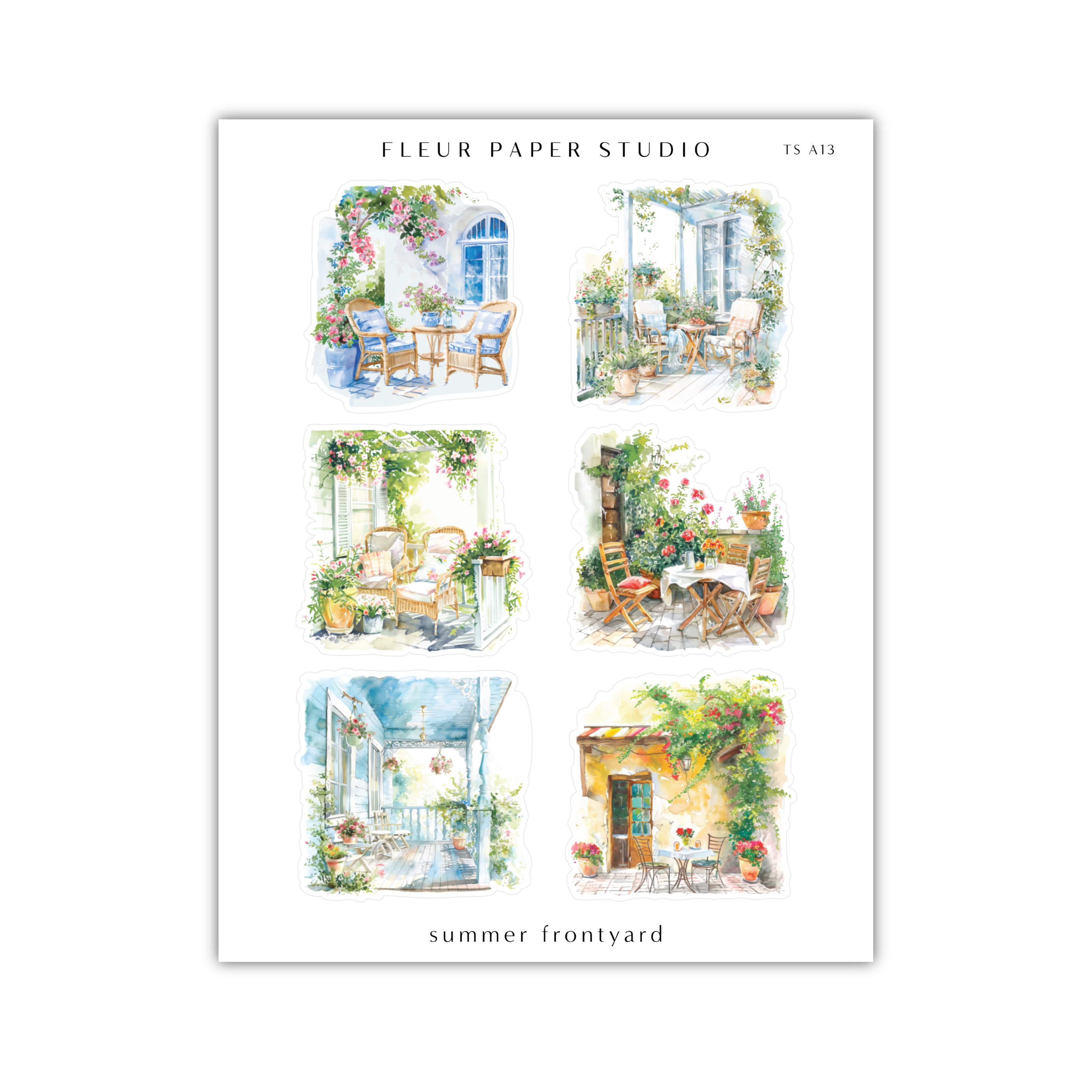 a sheet of paper with pictures of furniture and flowers