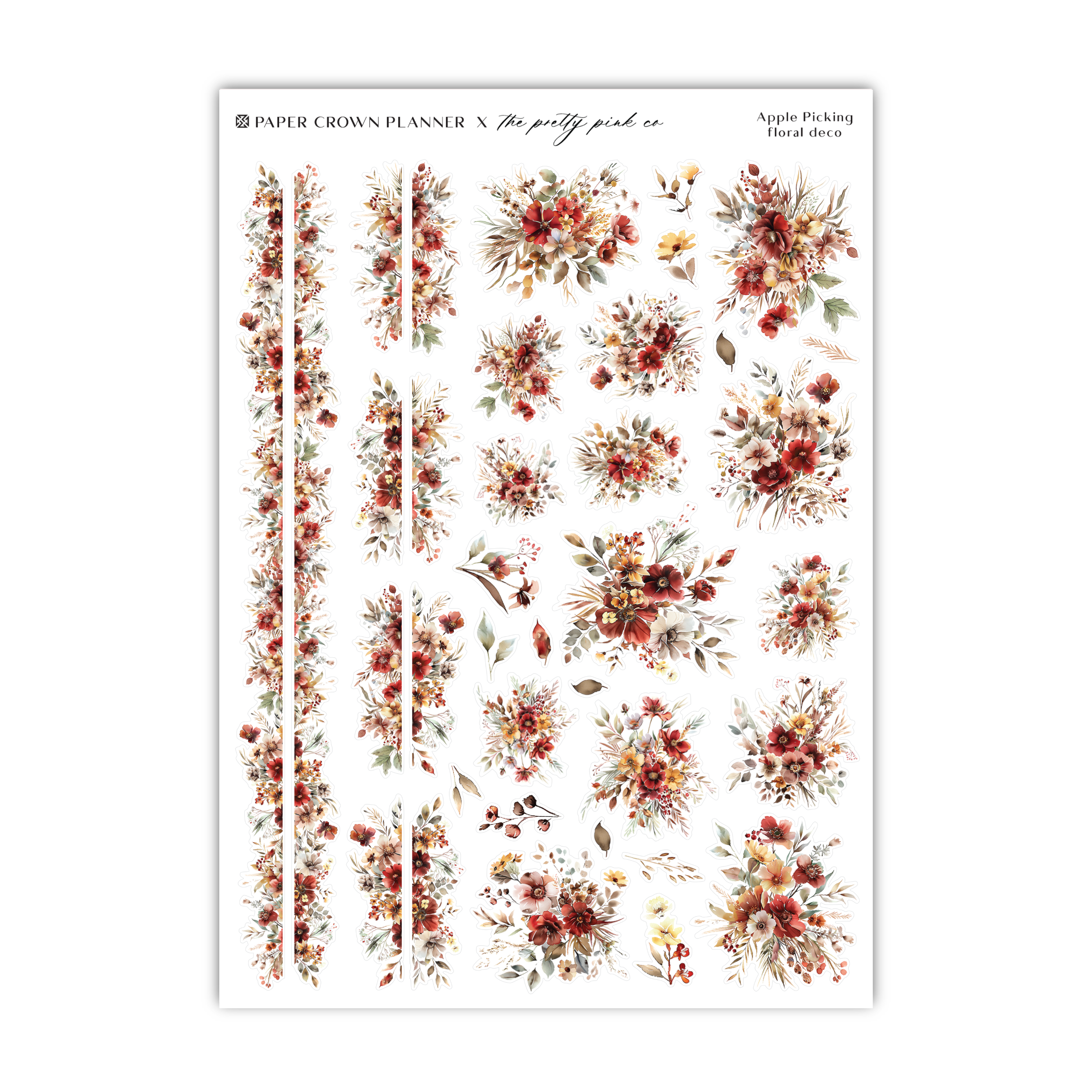 a sheet of stickers with flowers on them