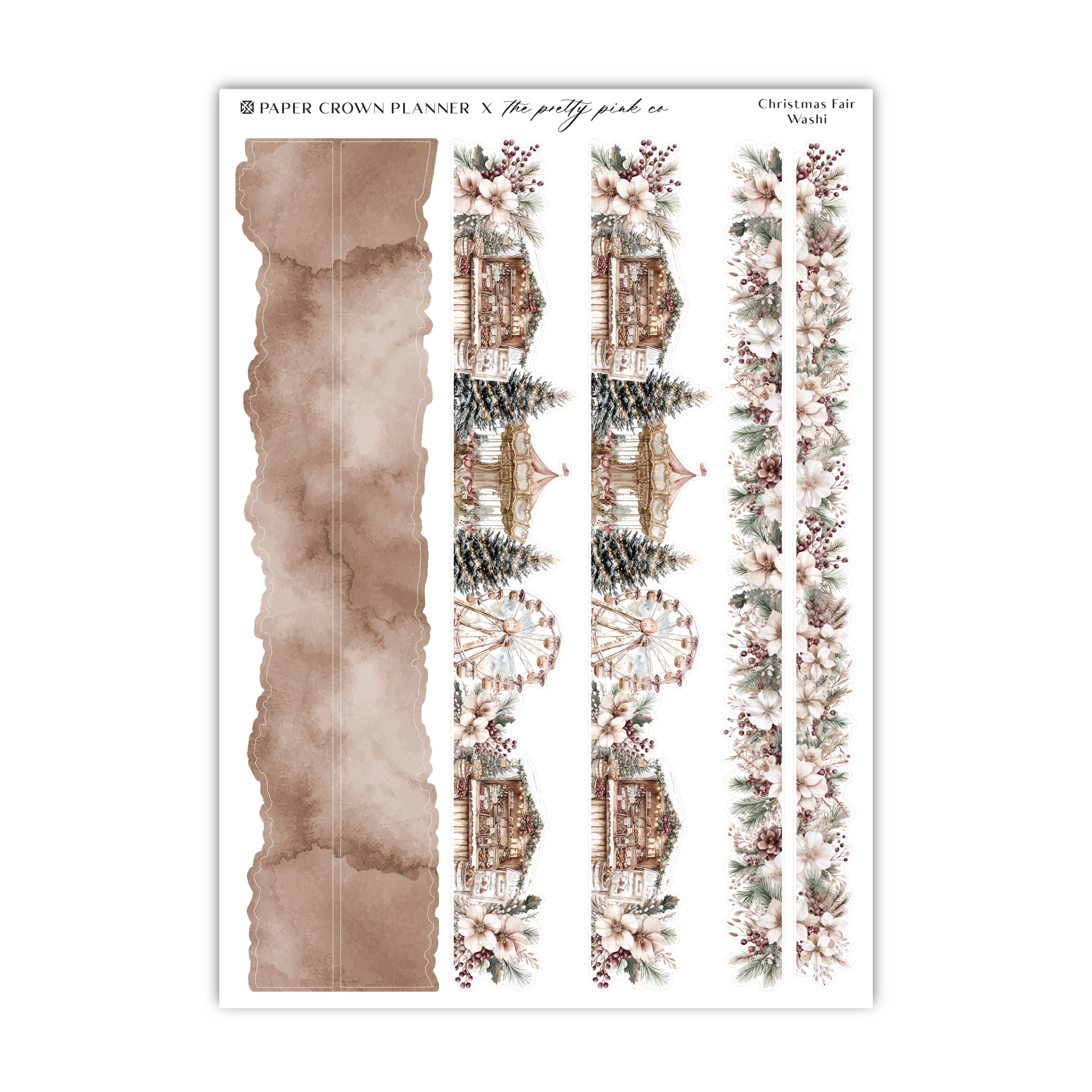 a sheet of paper with a watercolor painting of trees and flowers