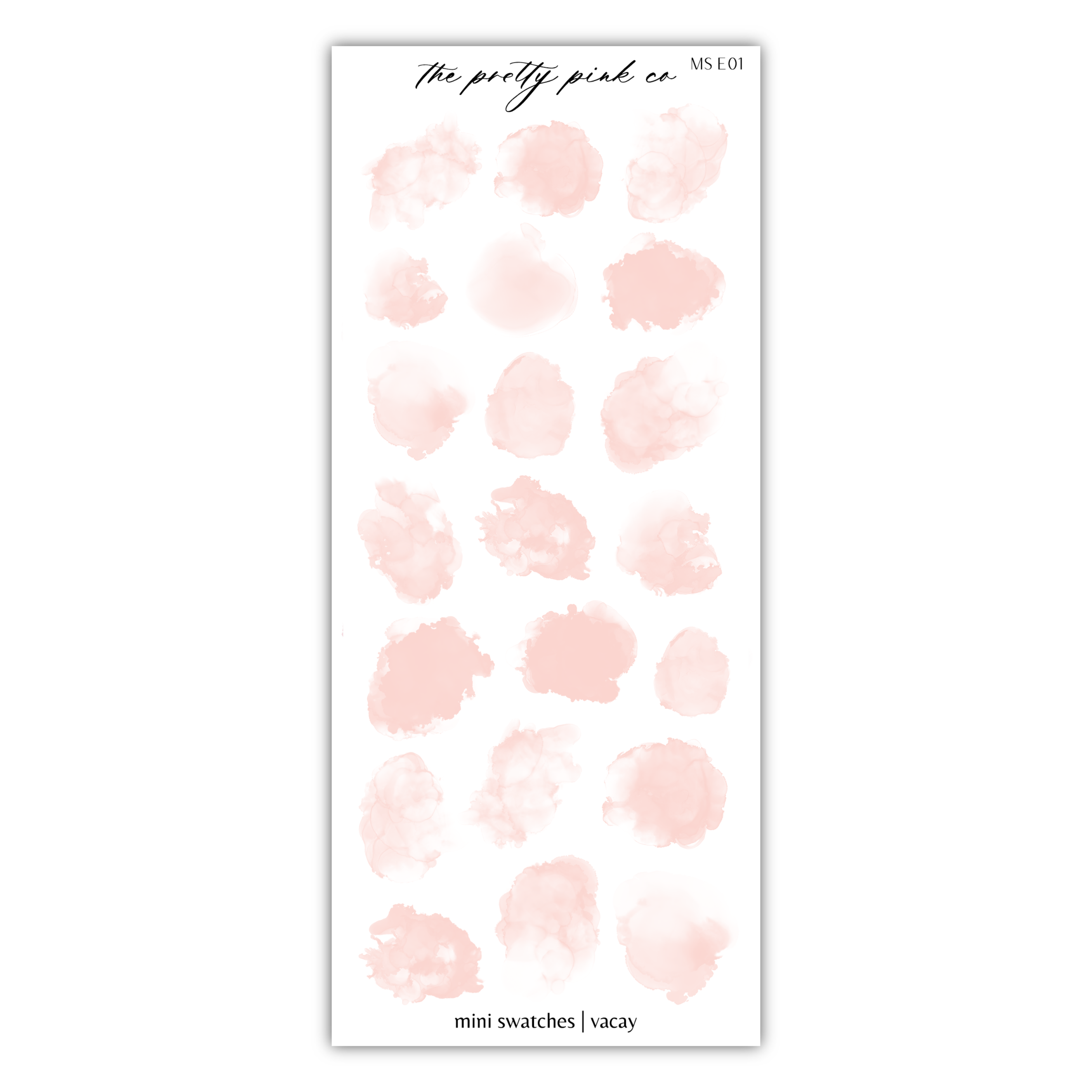 a sticker with pink watercolor spots on it