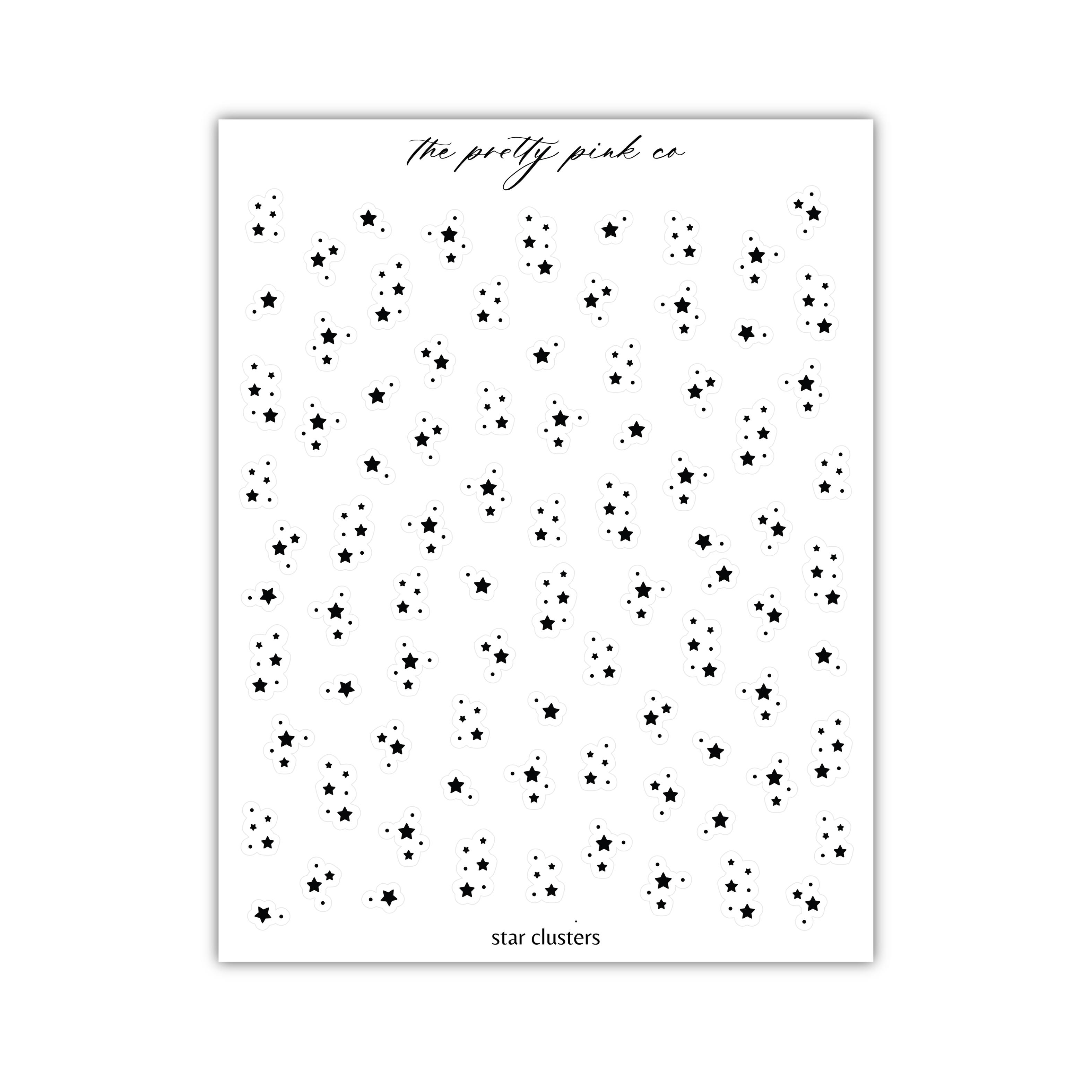 a black and white poster with stars on it