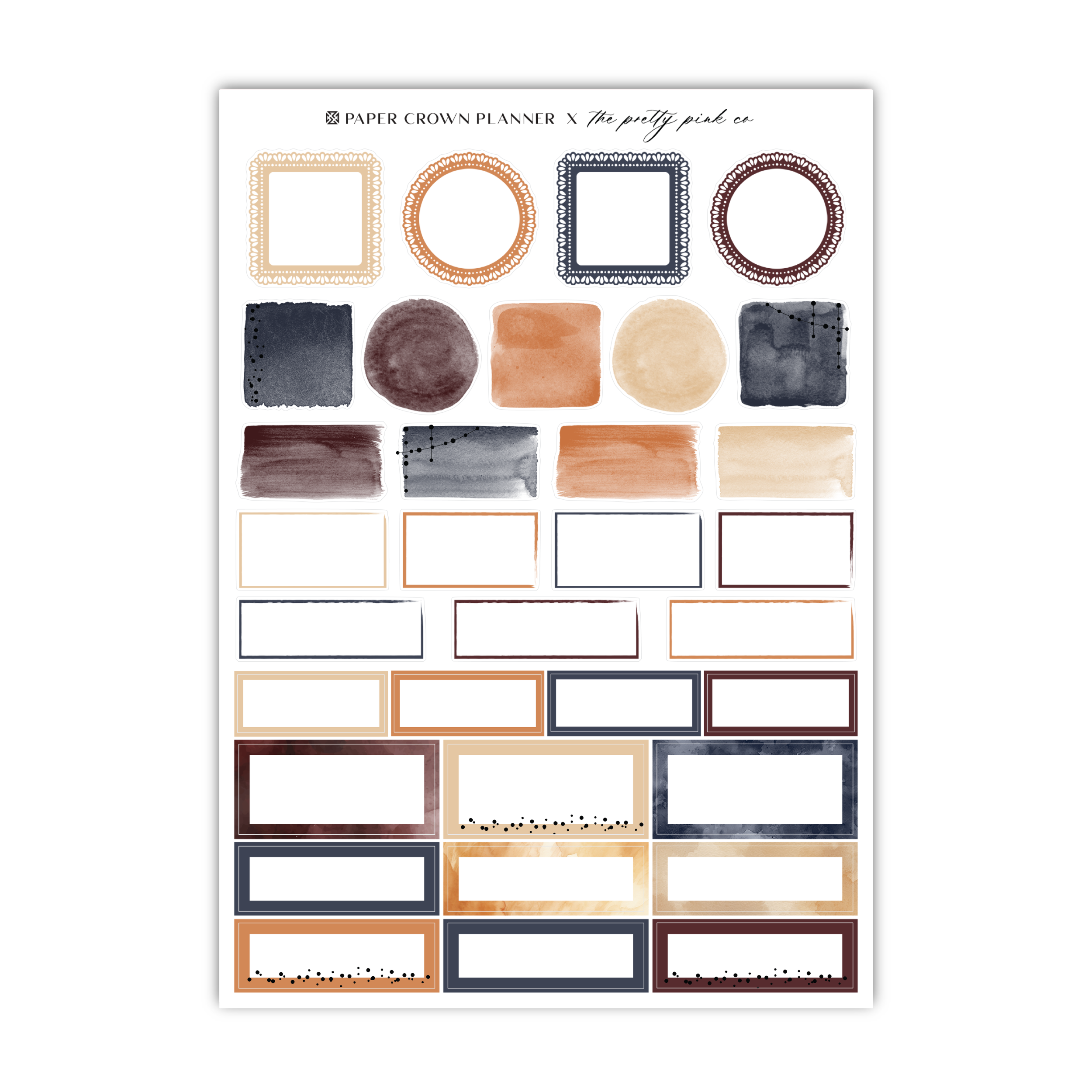 a sheet of paper with different shapes and colors