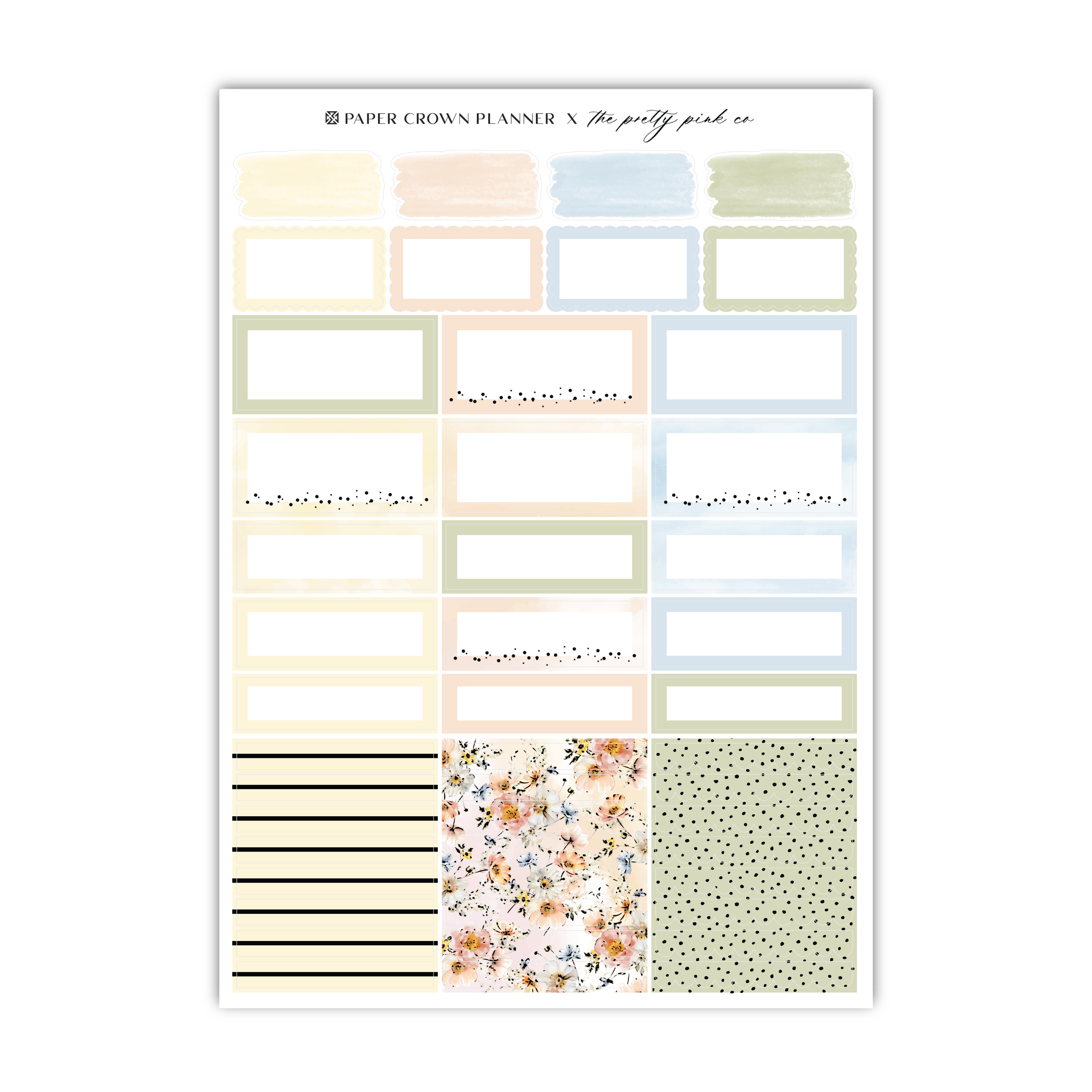 a planner sticker with flowers and stripes