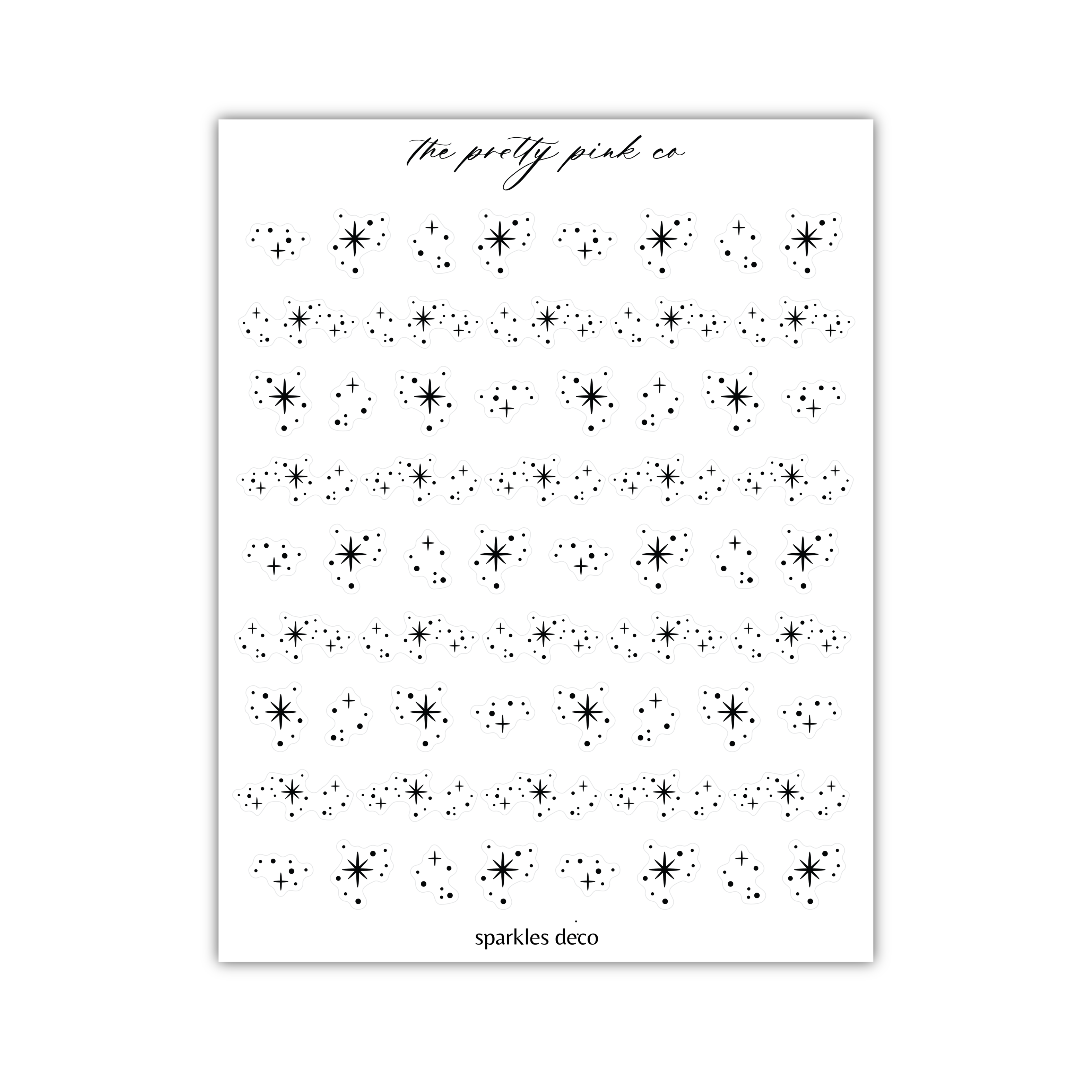 a white sheet of paper with black stars on it