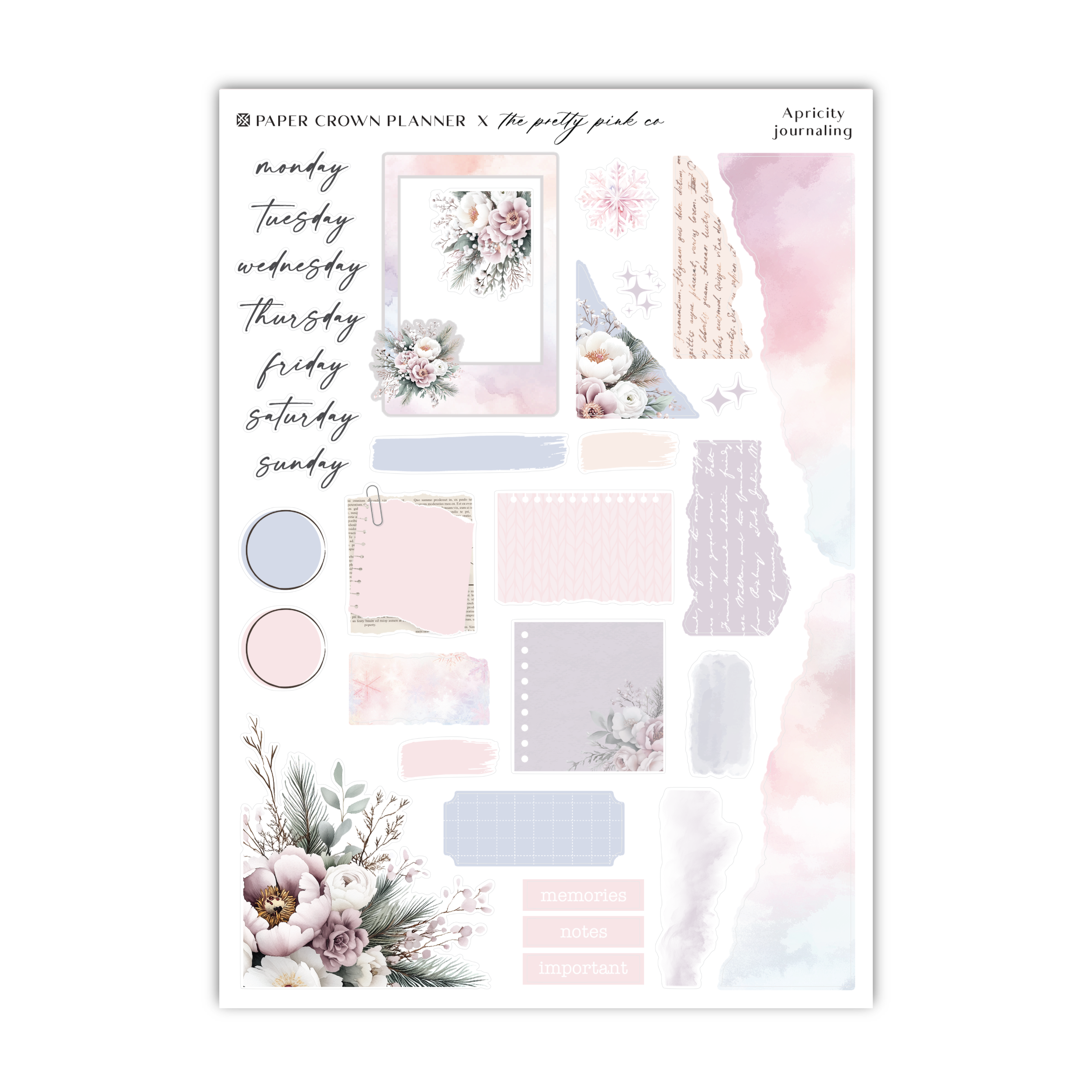 a sticker sheet with flowers and pastes on it