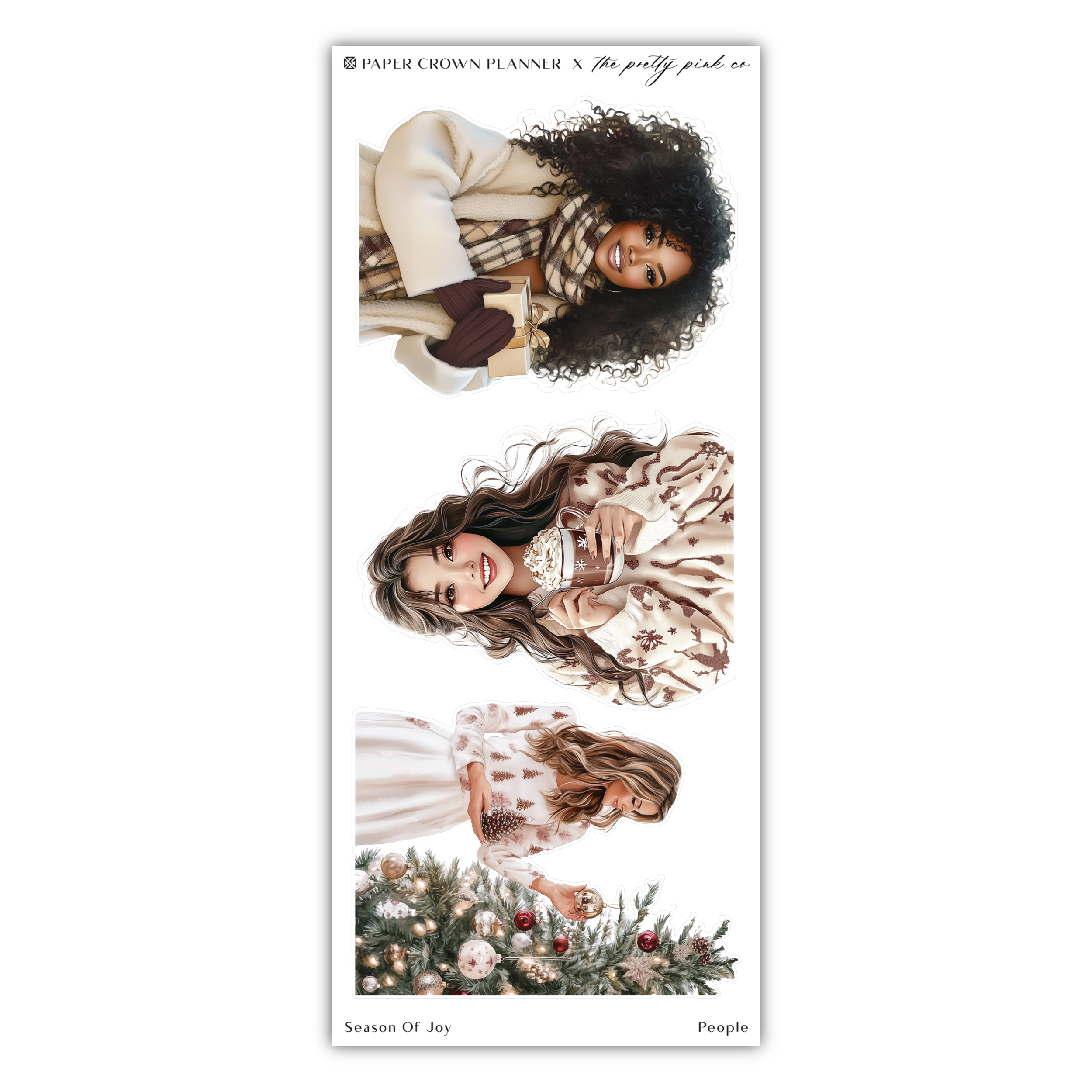 two stickers of two women with long hair
