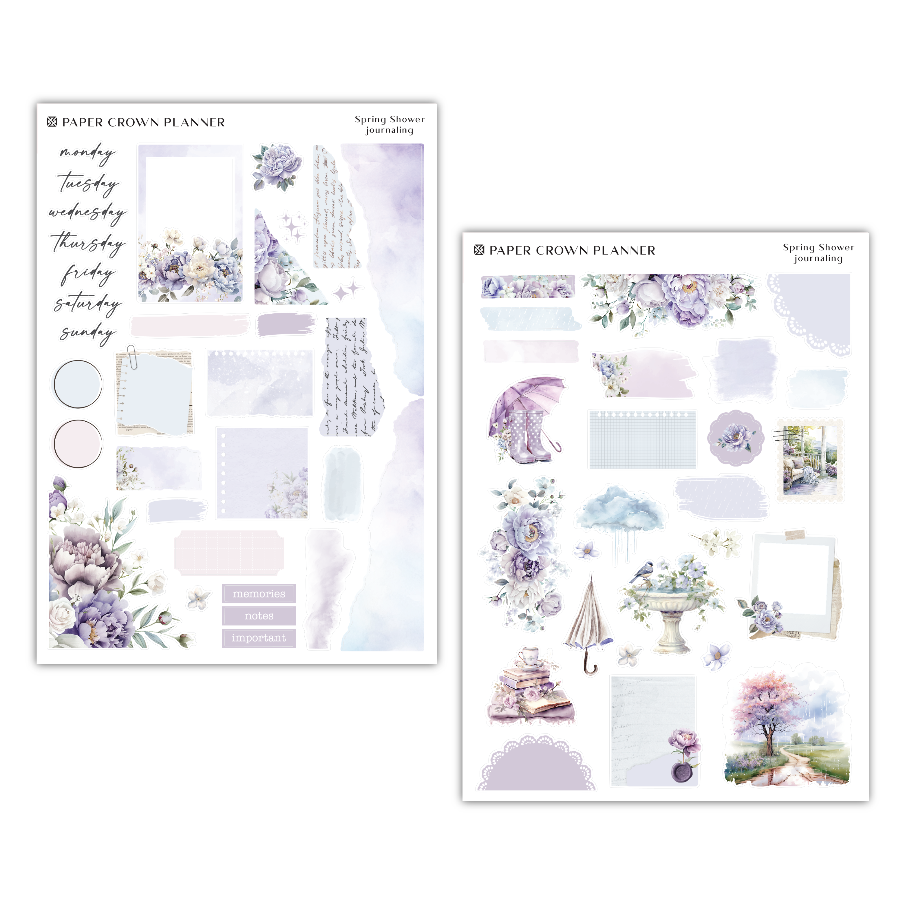 two sheets of paper with flowers on them