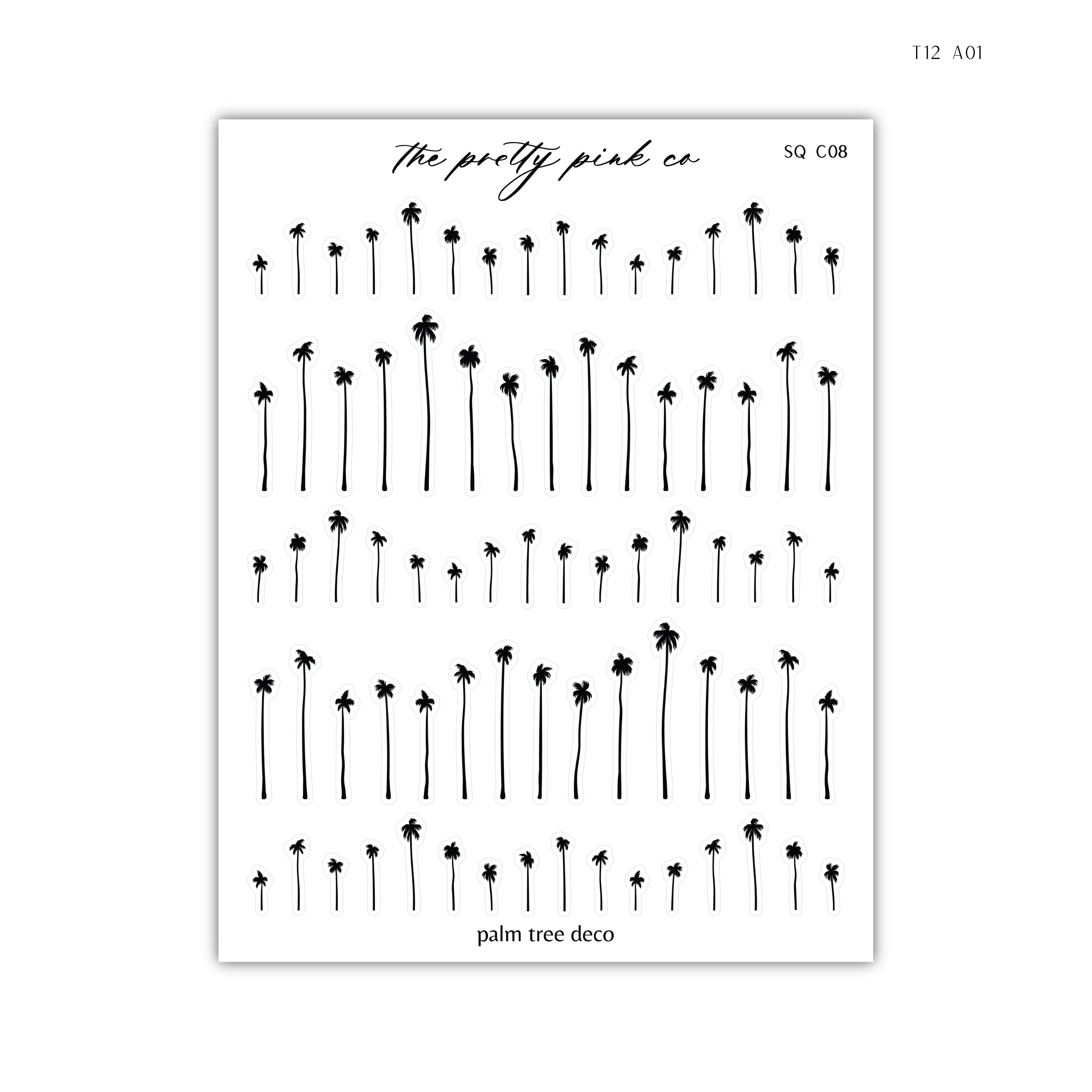 a sheet of paper with palm trees on it