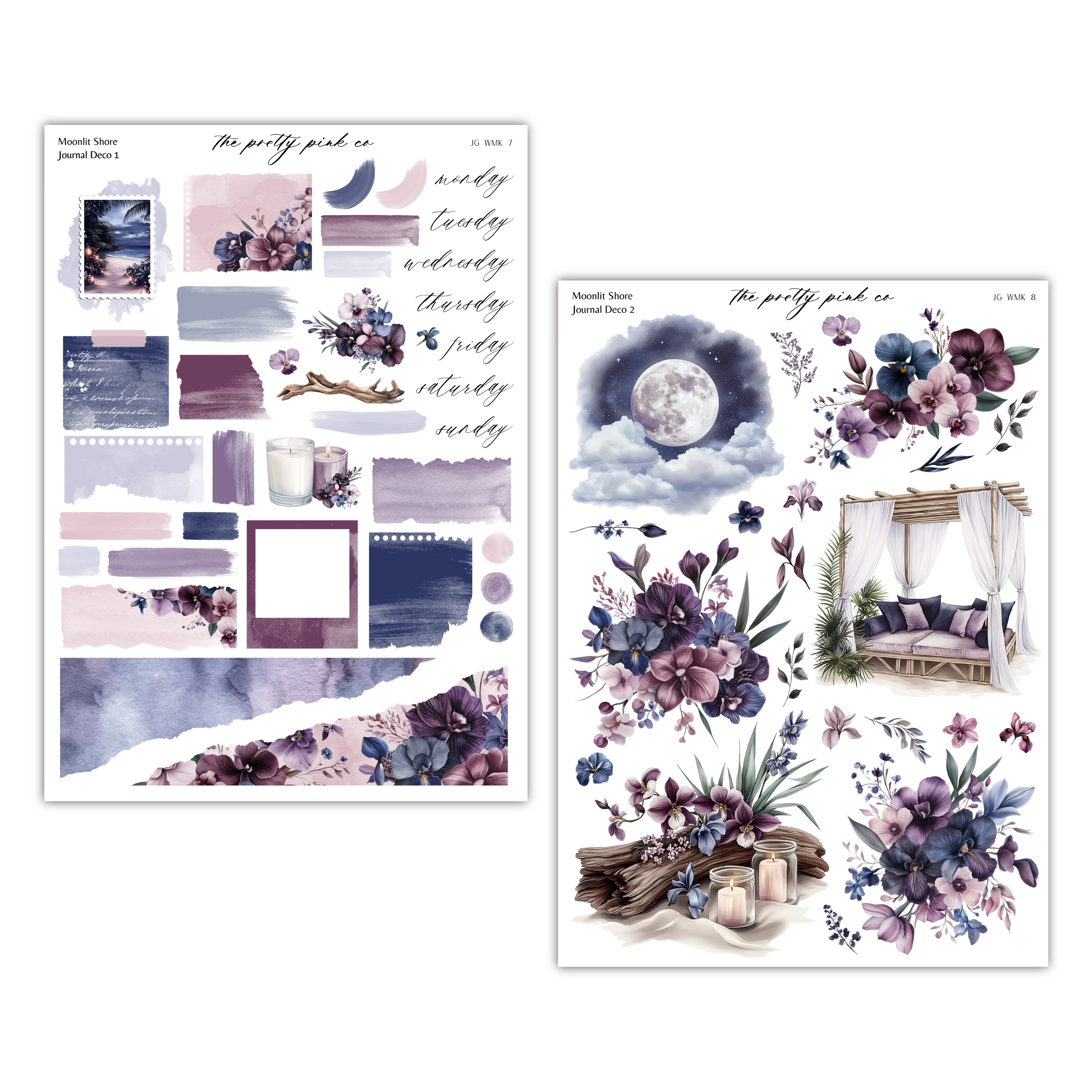 two sheets of paper with flowers on them