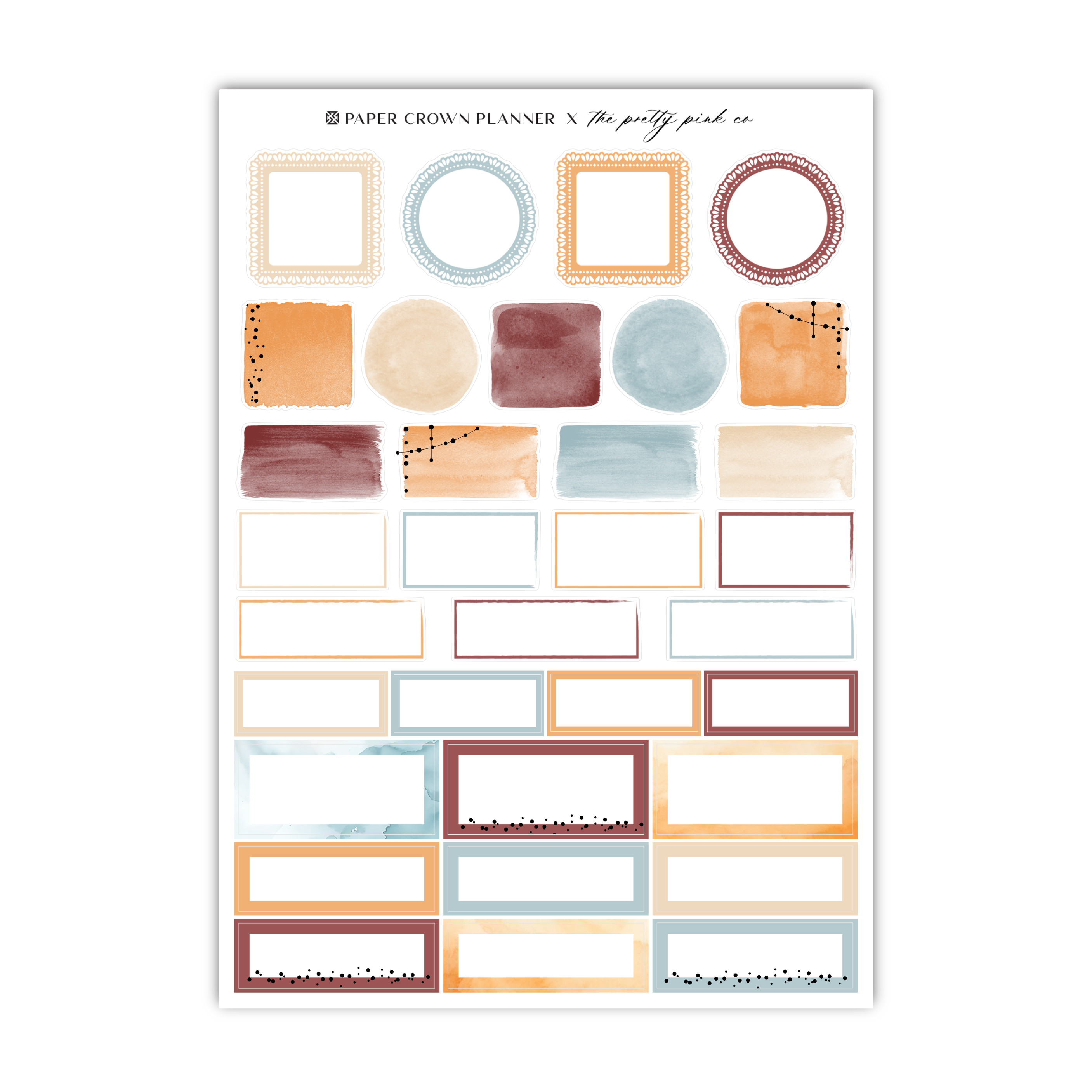 a sticker sheet with different shapes and colors