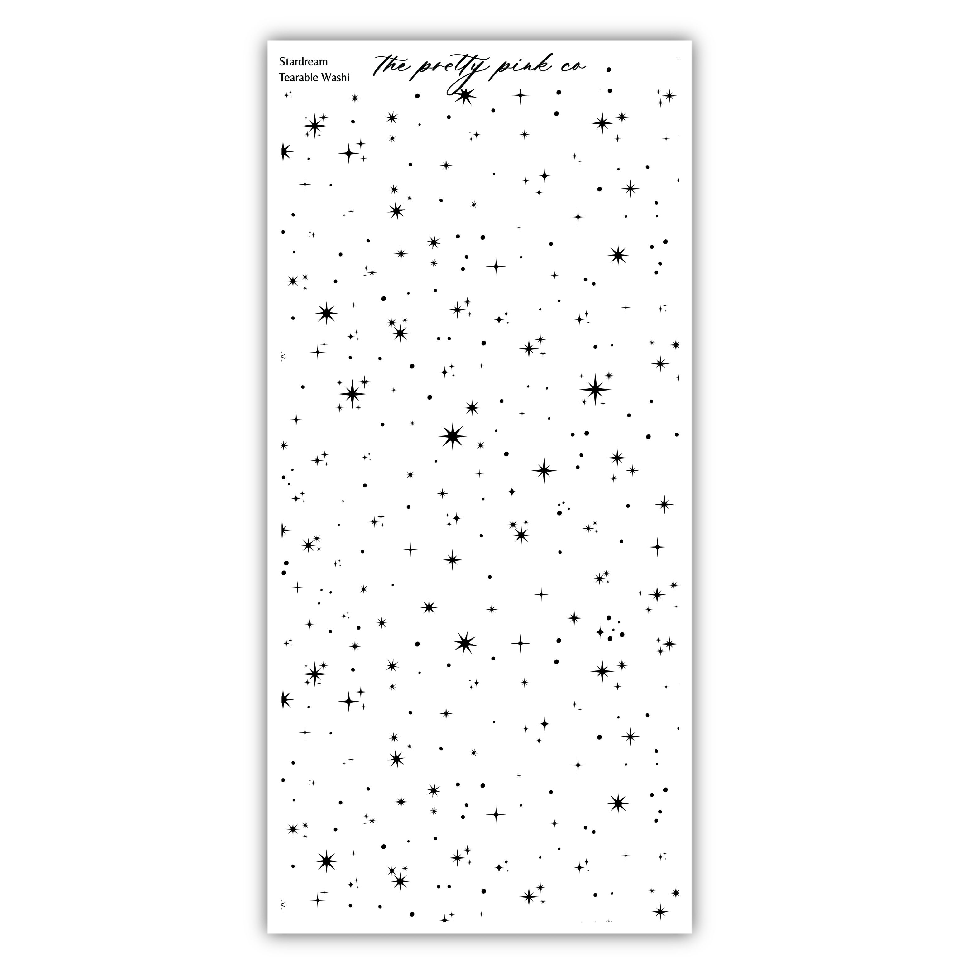 a pattern of black dots and stars, creating a starry or star-like appearance.