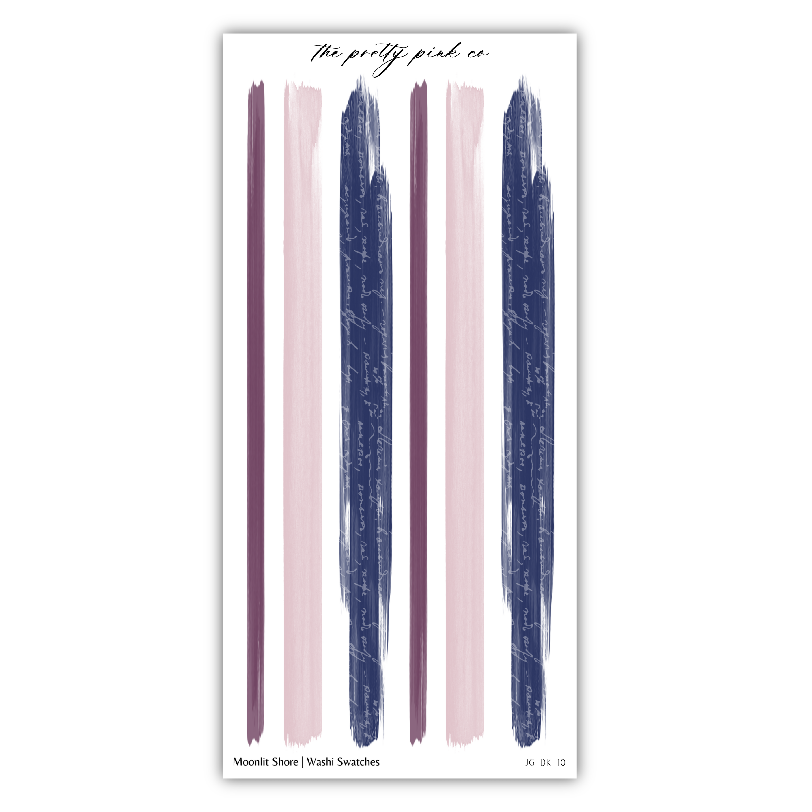 a pink, blue and white striped sticker