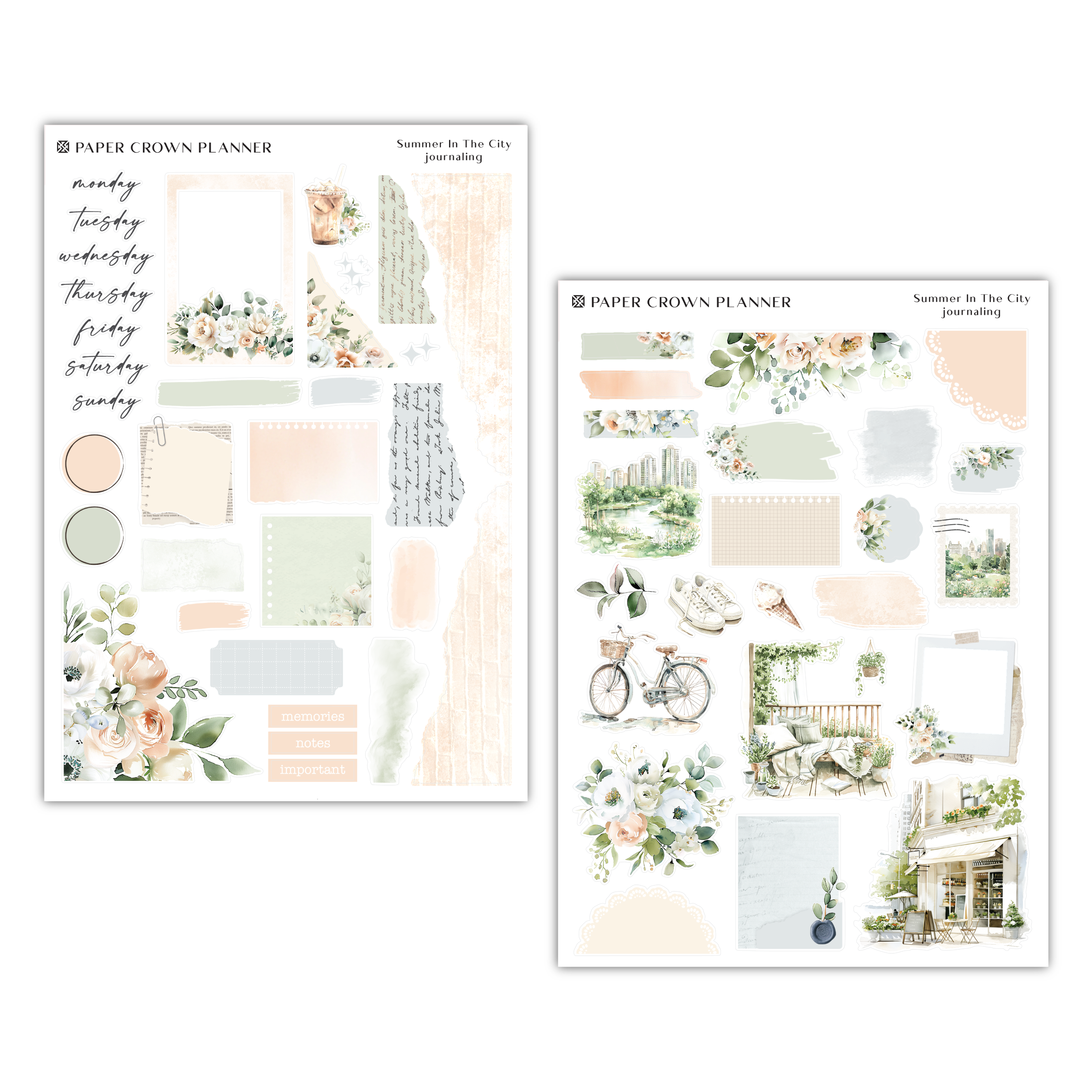 two sheets of paper with flowers on them