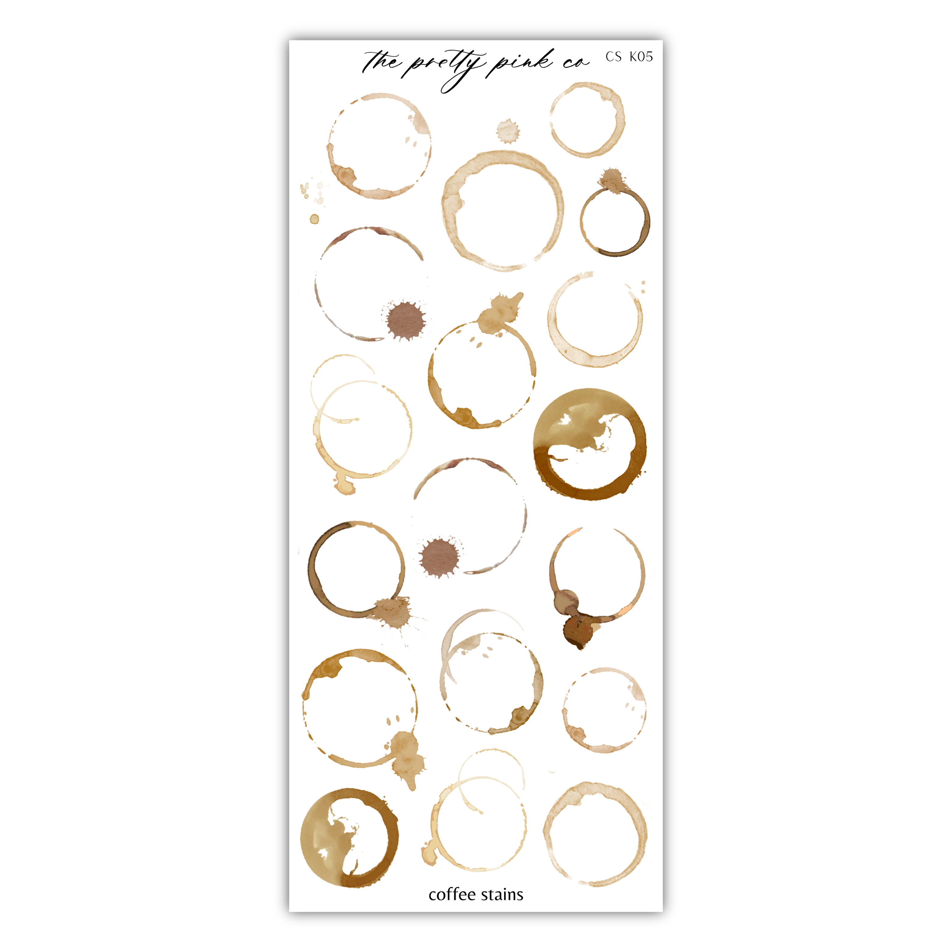 a sticker of coffee stains on a white background
