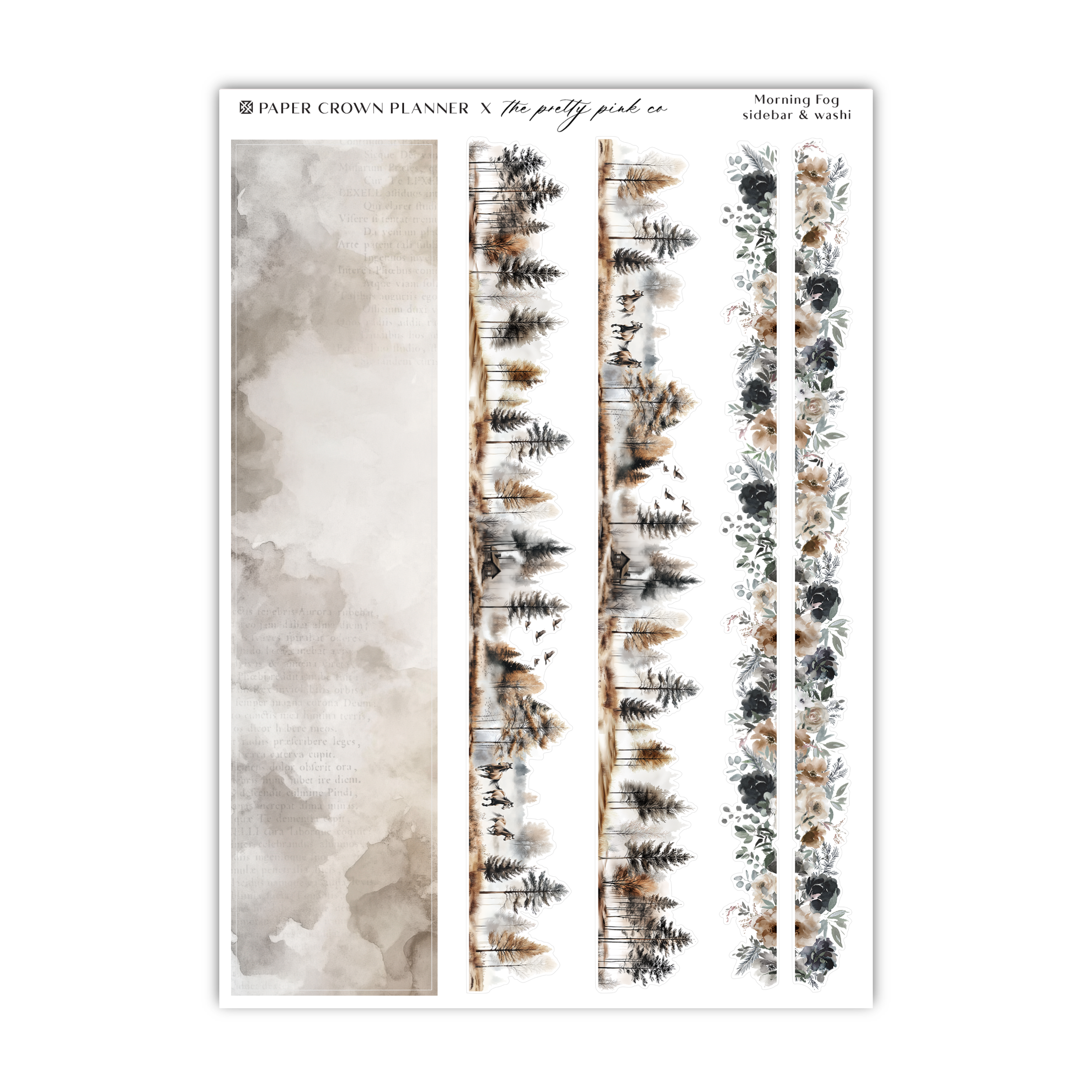 a sheet of paper with trees on it