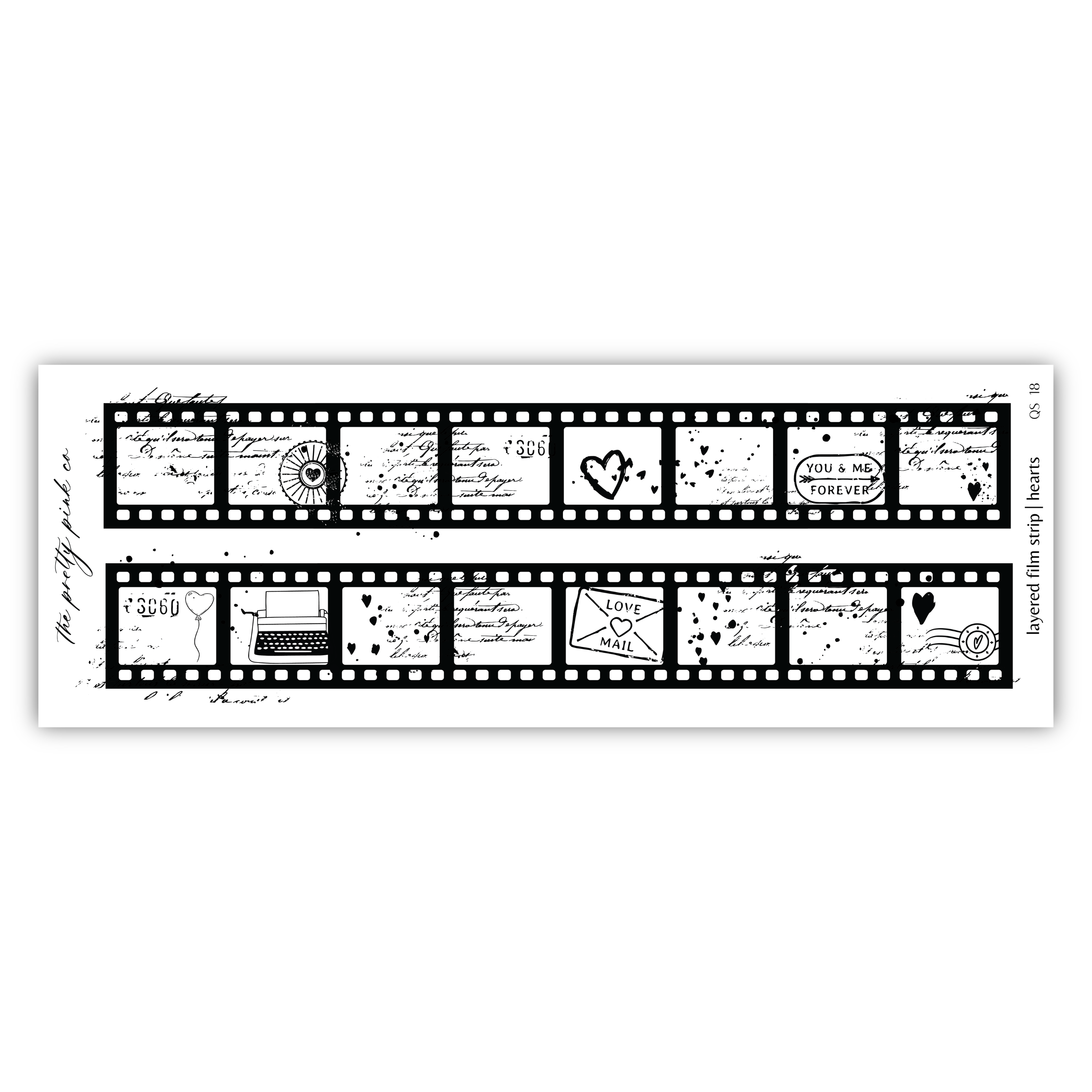 a black and white film strip with pictures on it