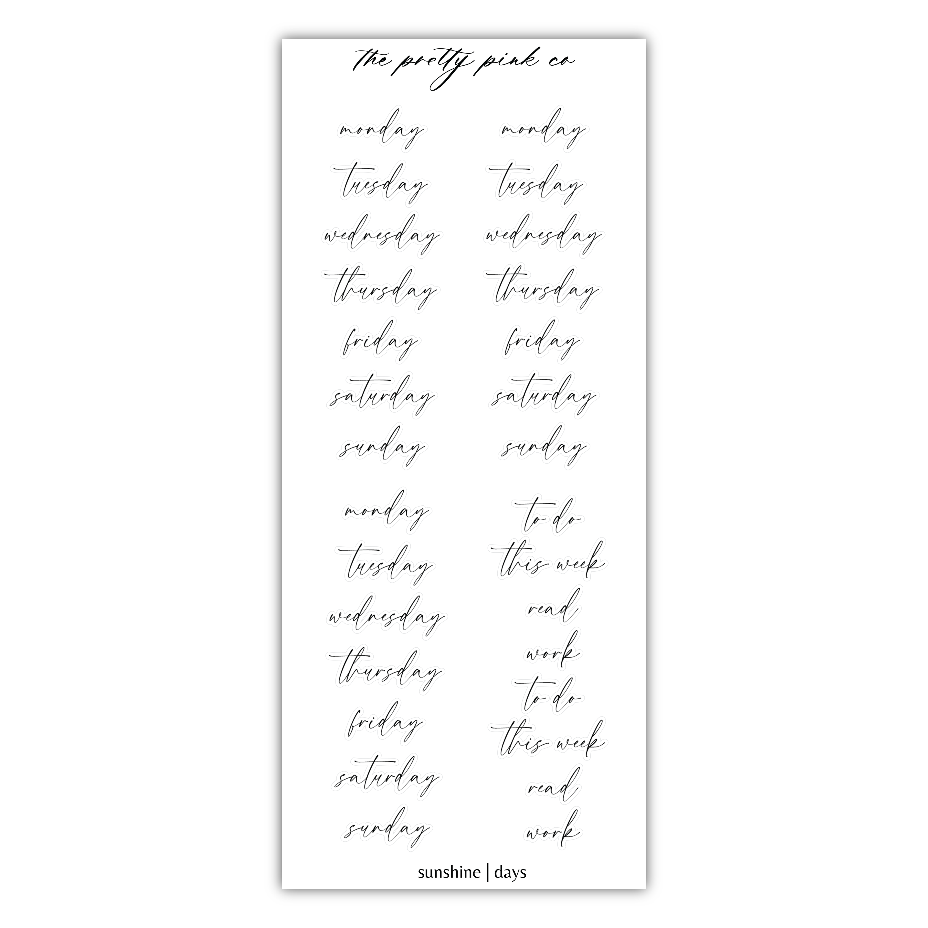 a black and white photo of a handwritten planner sticker