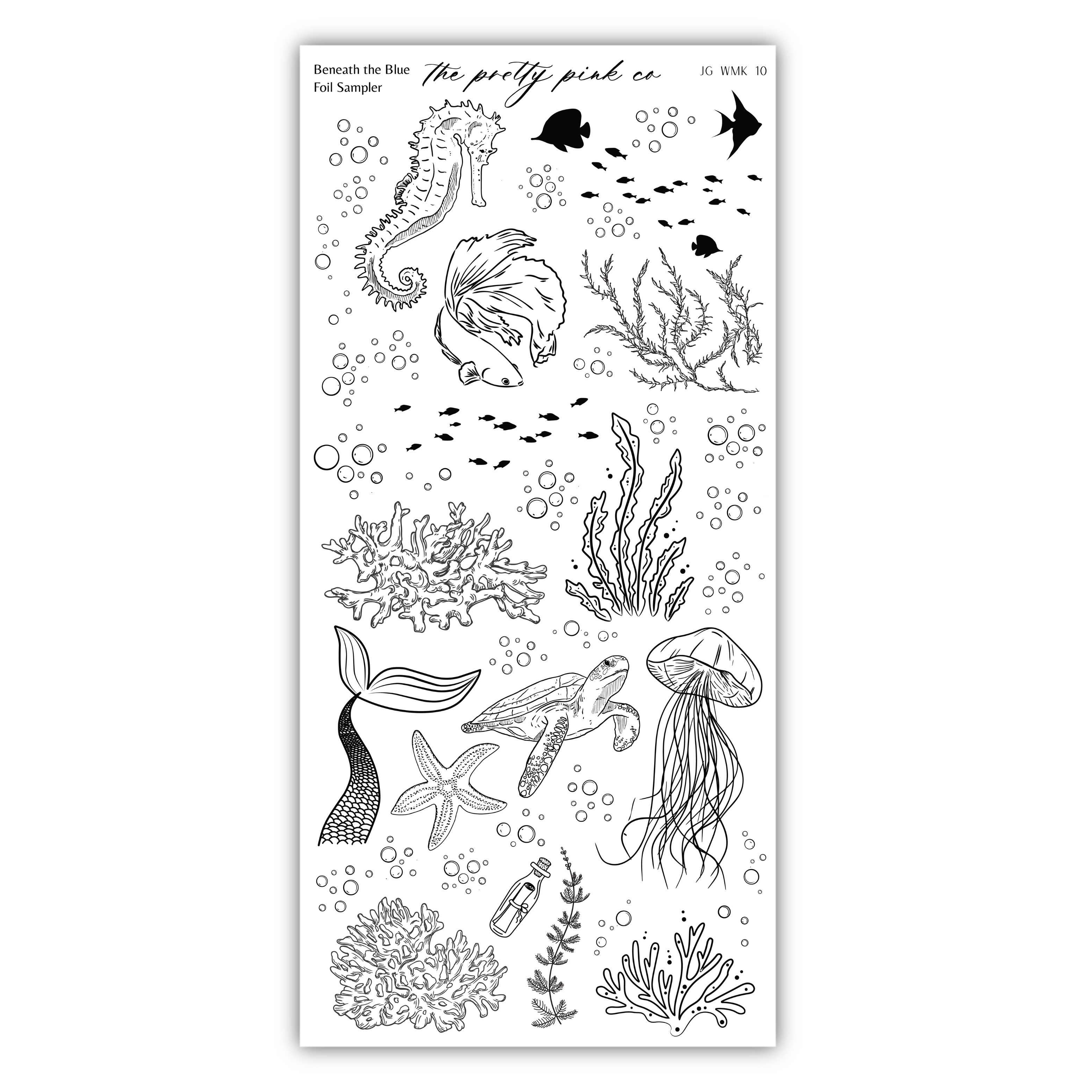 a sheet of stickers with sea animals and fish