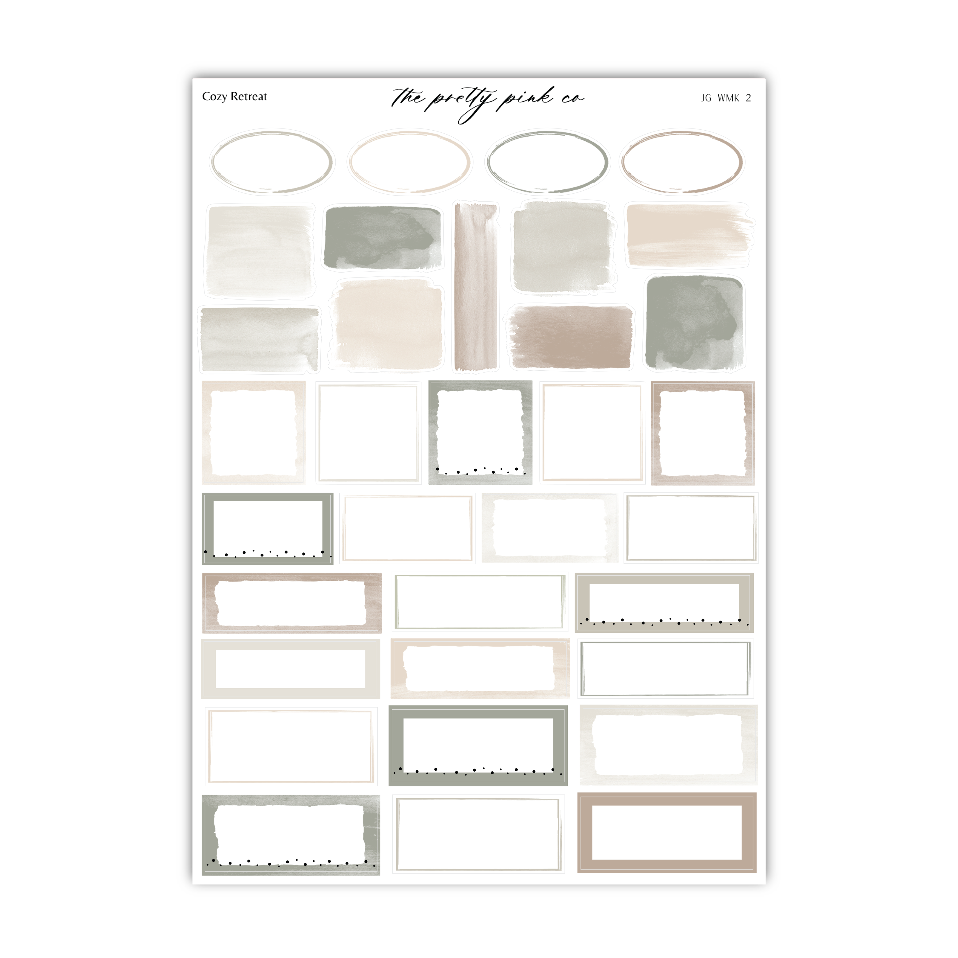 a sheet of stickers with different colors and shapes