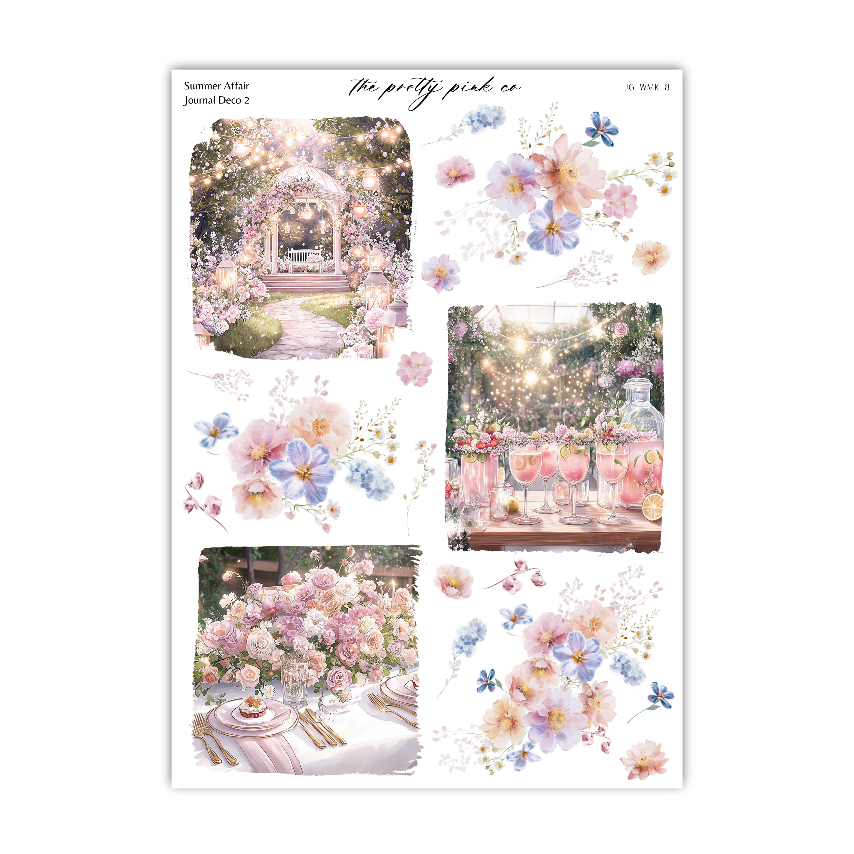 a sheet of stickers with flowers on them