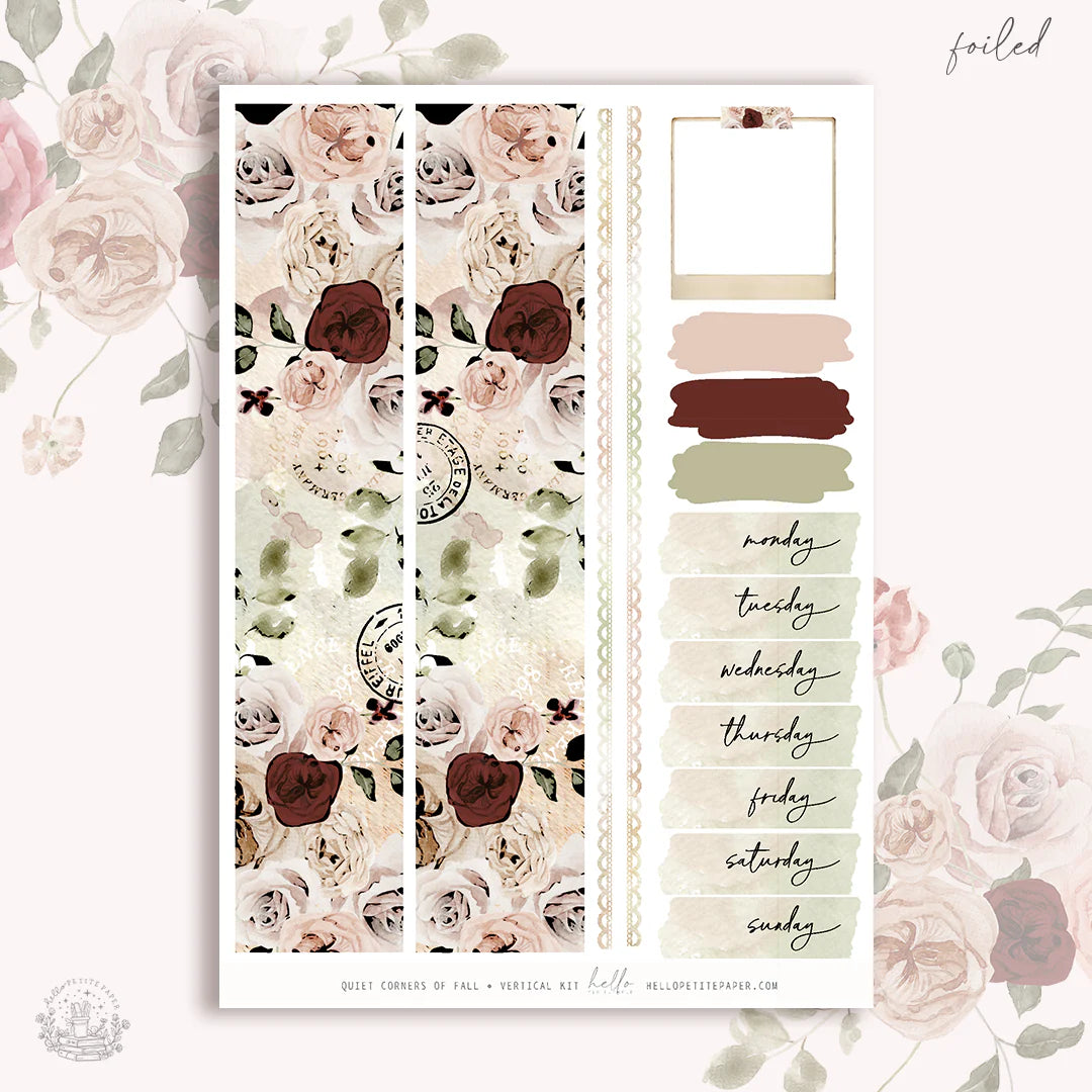 The image is a collage of various floral and nature-inspired images, including roses, leaves, and other natural elements. The collage is set against a pink and white background, creating a visually appealing and harmonious composition.