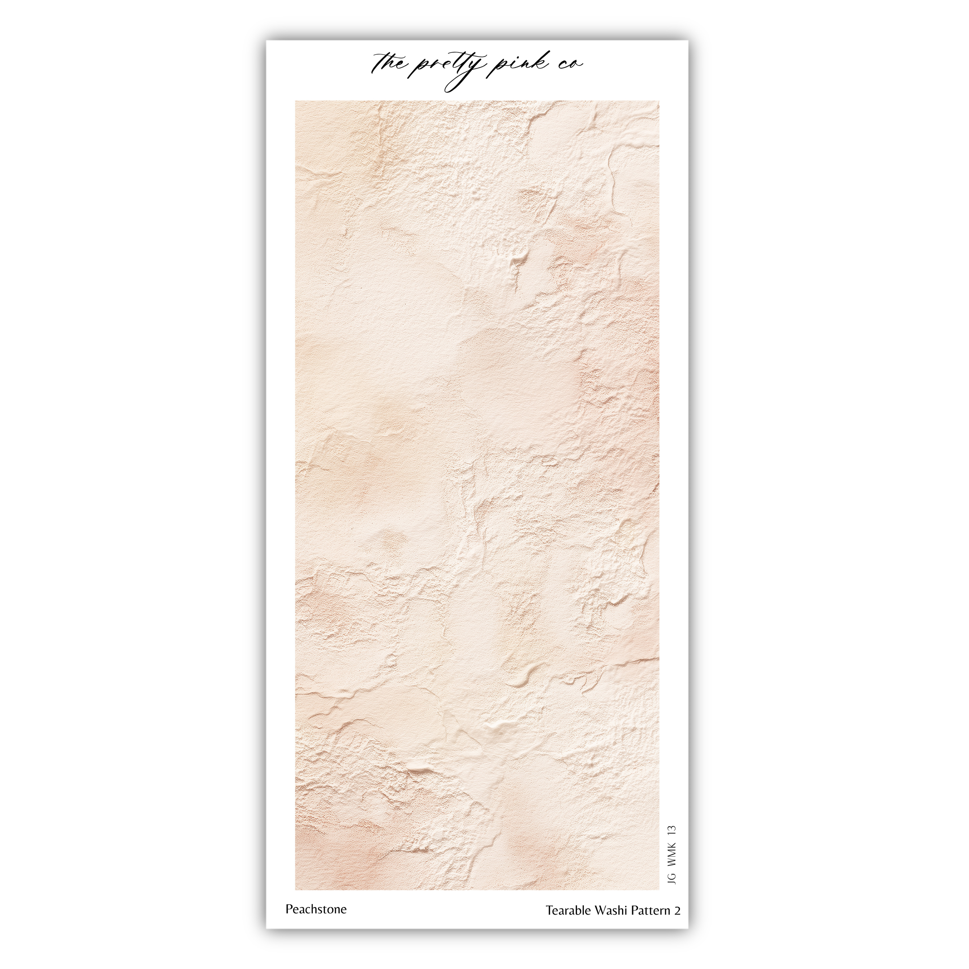 The image is a textured wallpaper or wall with a pale peach or light beige color.
