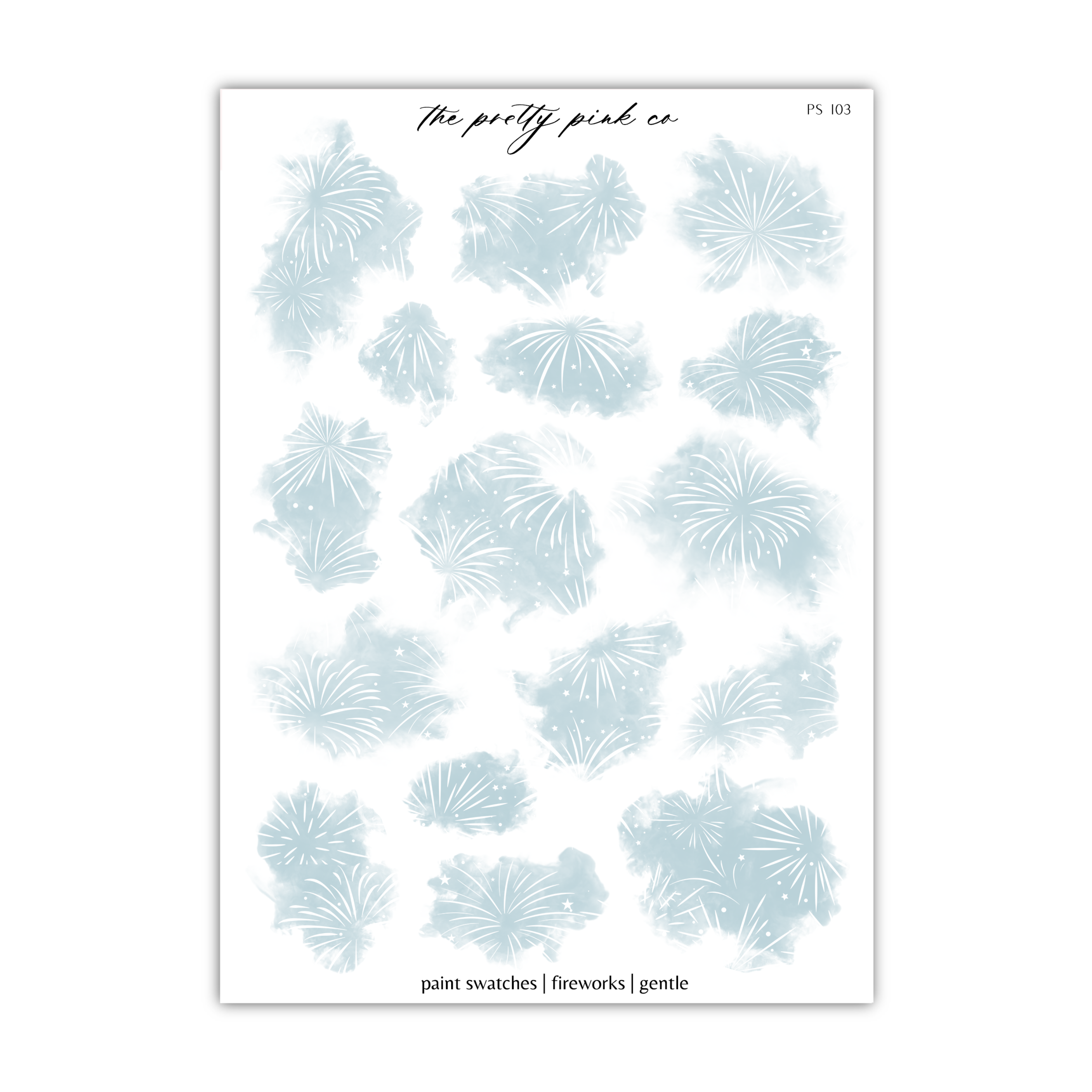 a sheet of white paper with blue flowers on it