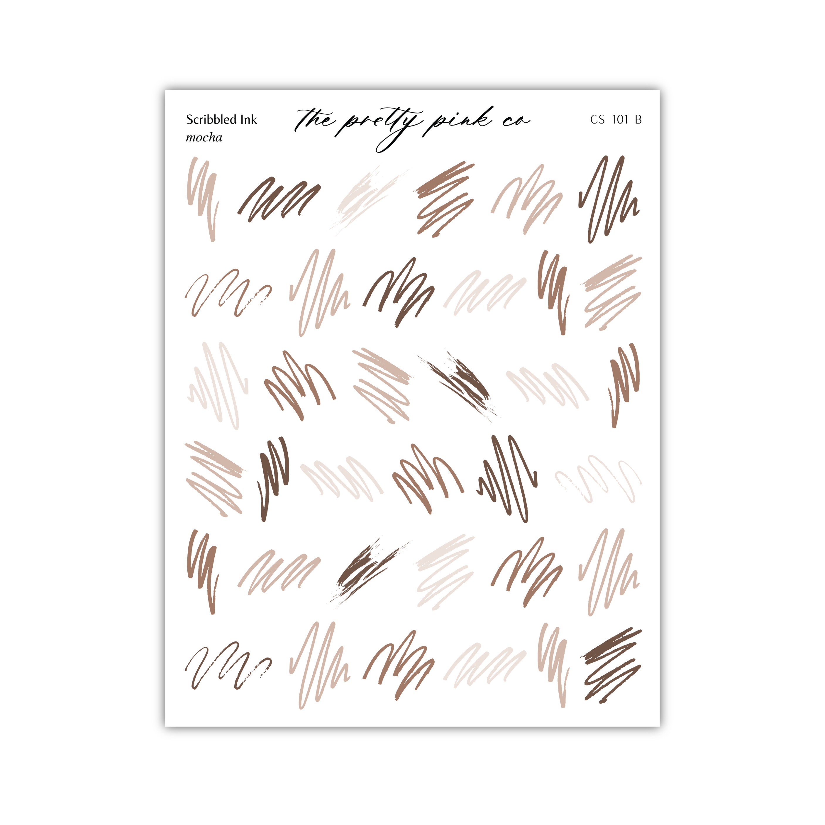a collection of abstract brush strokes in various shades of brown and beige, arranged in a grid-like pattern.