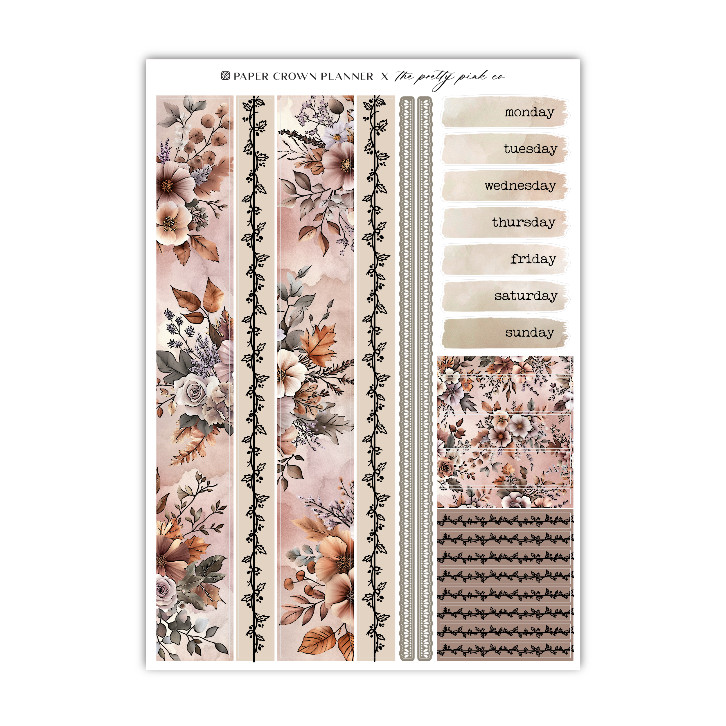 a sticker sheet with a flower pattern on it