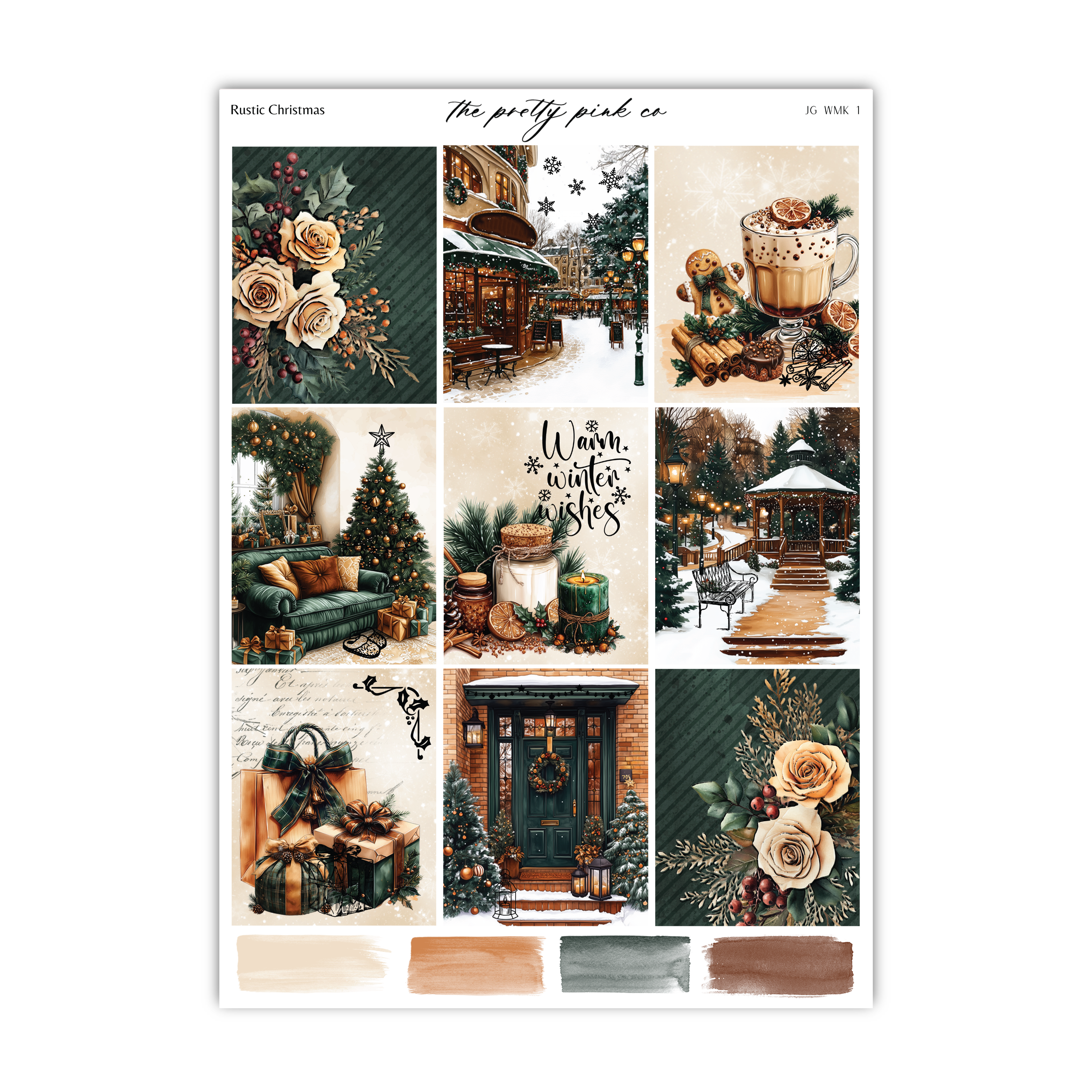a collage of christmas cards with a house and trees