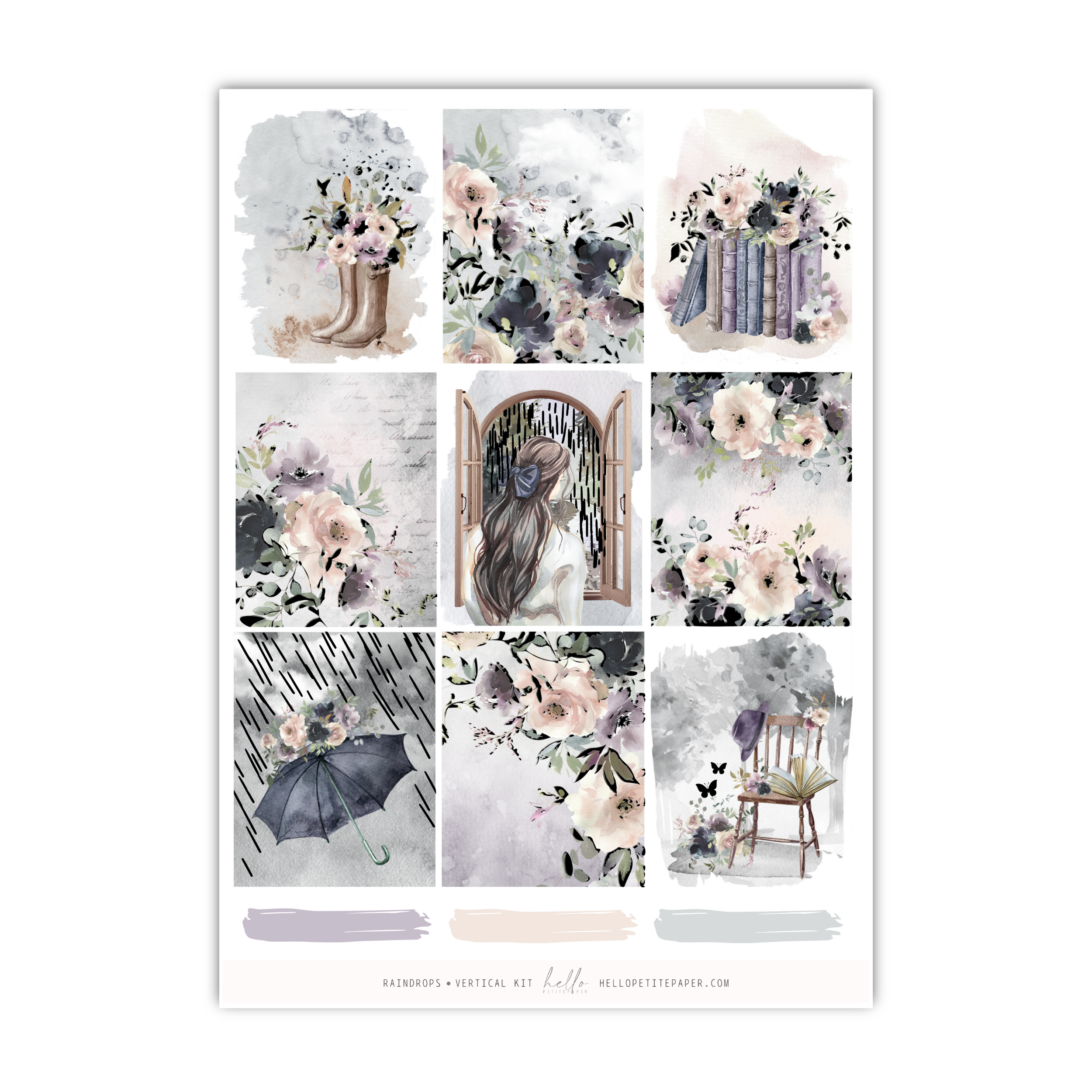 a collage of photos with flowers and a chair