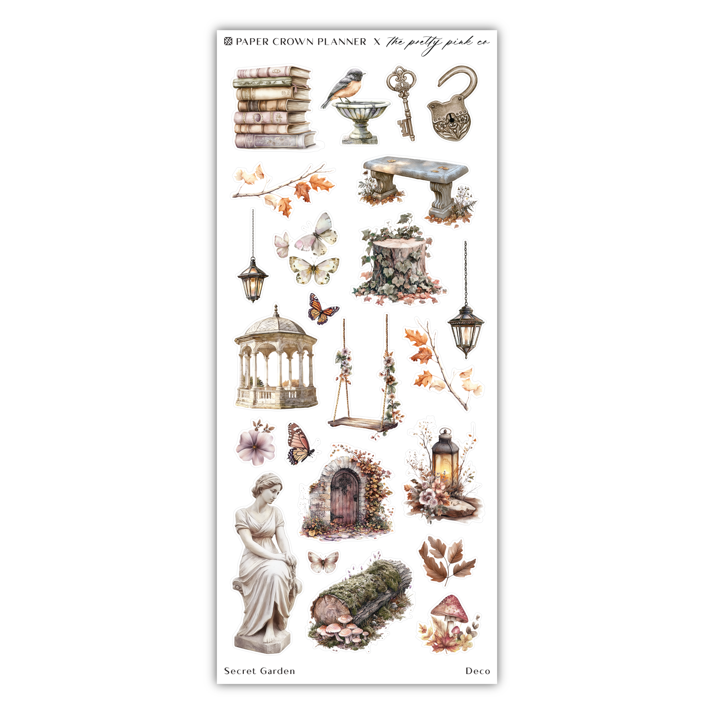 a sheet of stickers with different things on it