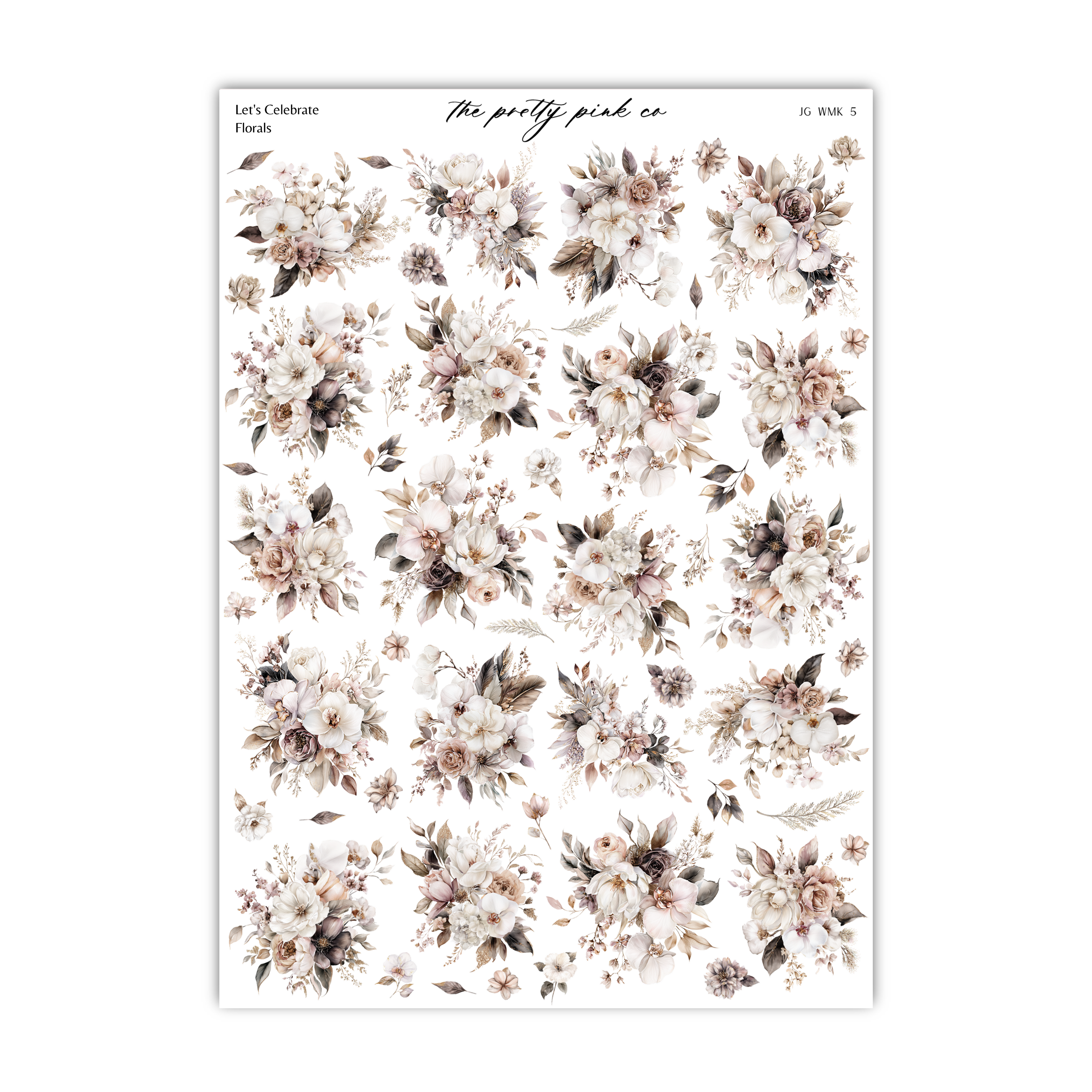 a collection of floral images arranged in a grid-like pattern.