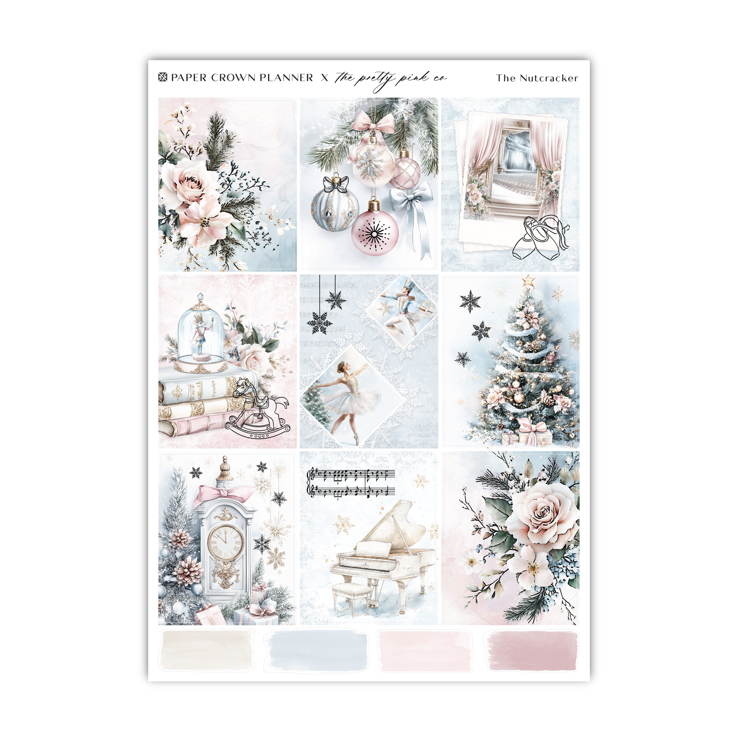 a sheet of stickers with a christmas theme