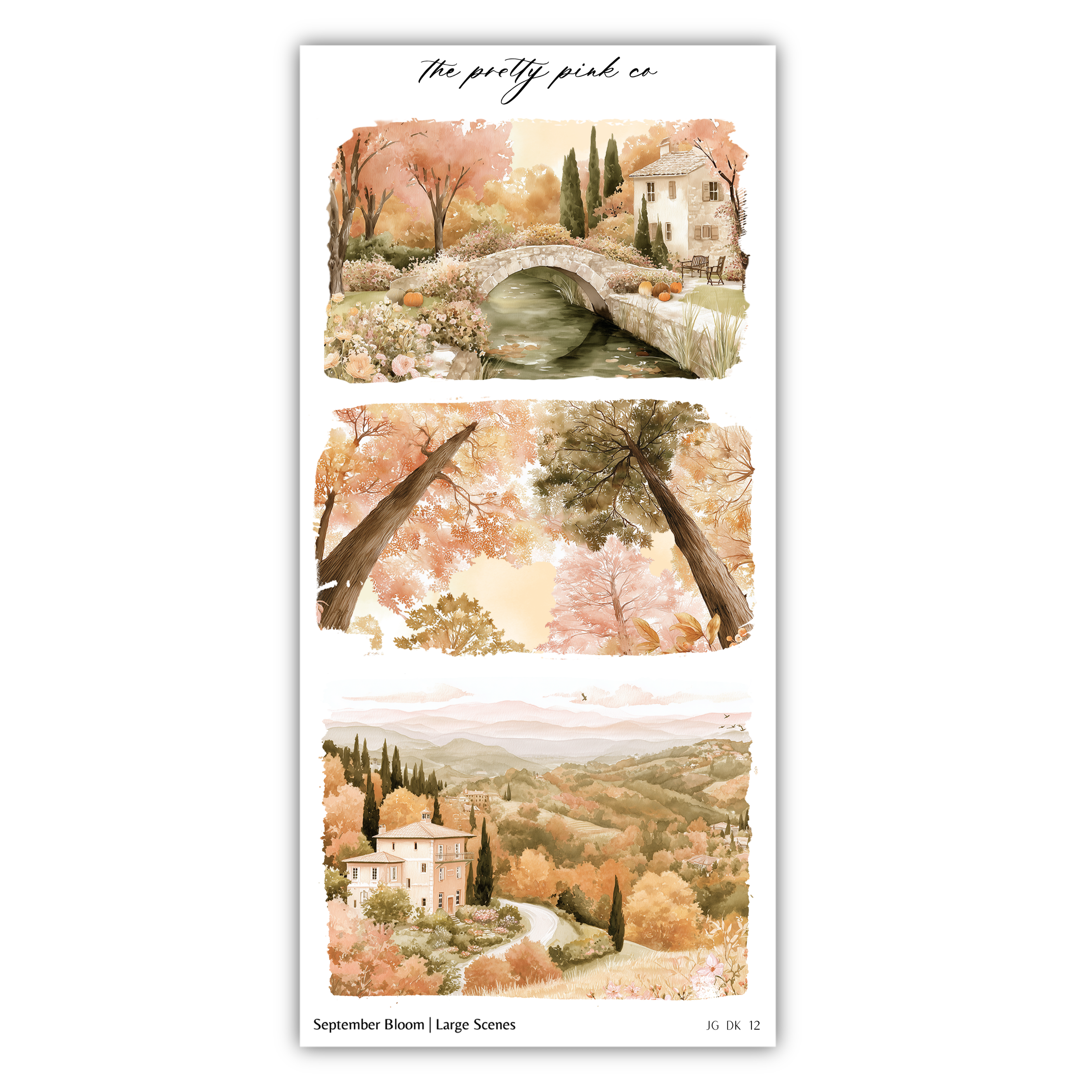 The image is a collage of three pictures depicting various landscapes, including a bridge, a house, and a valley.