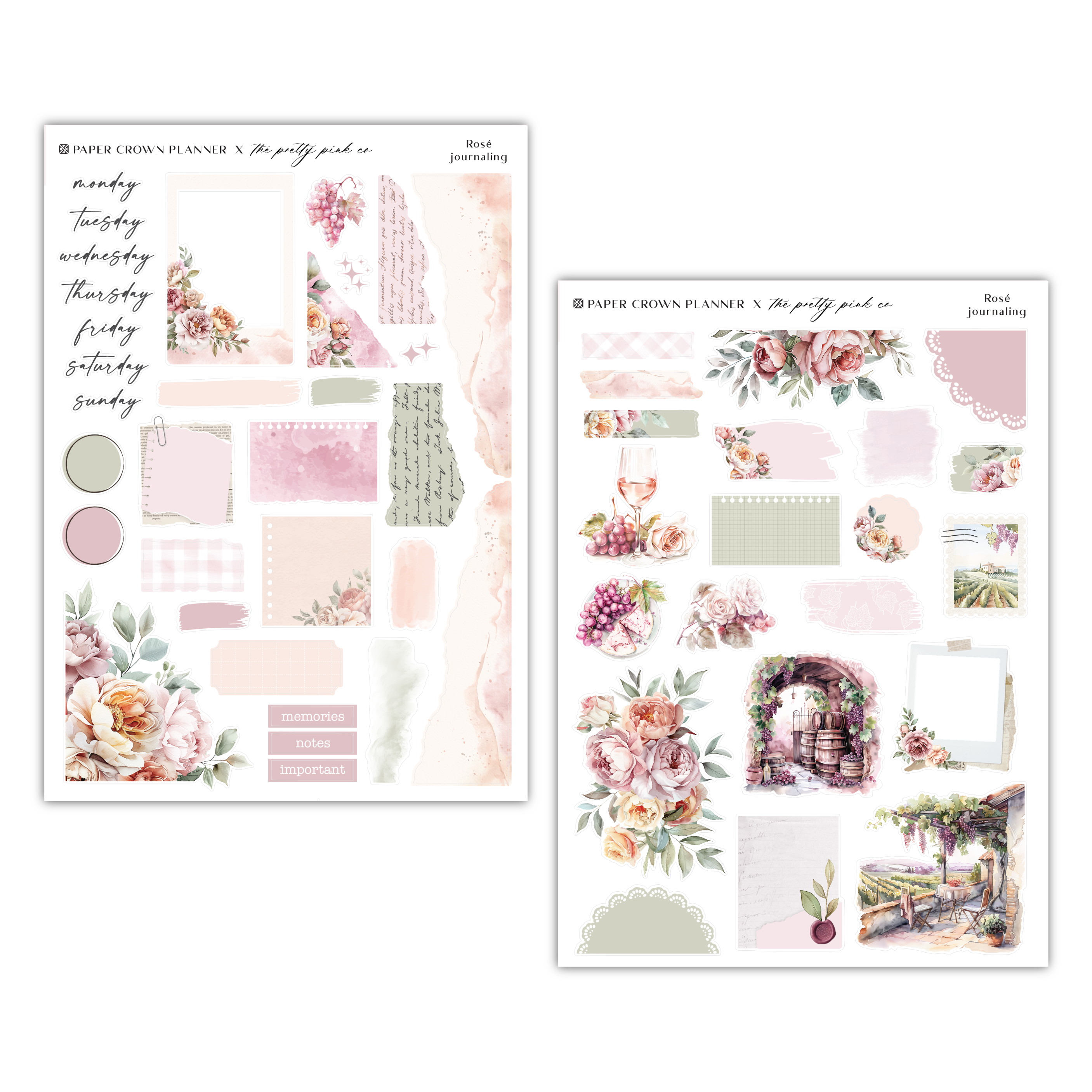 two sheets of paper with flowers on them