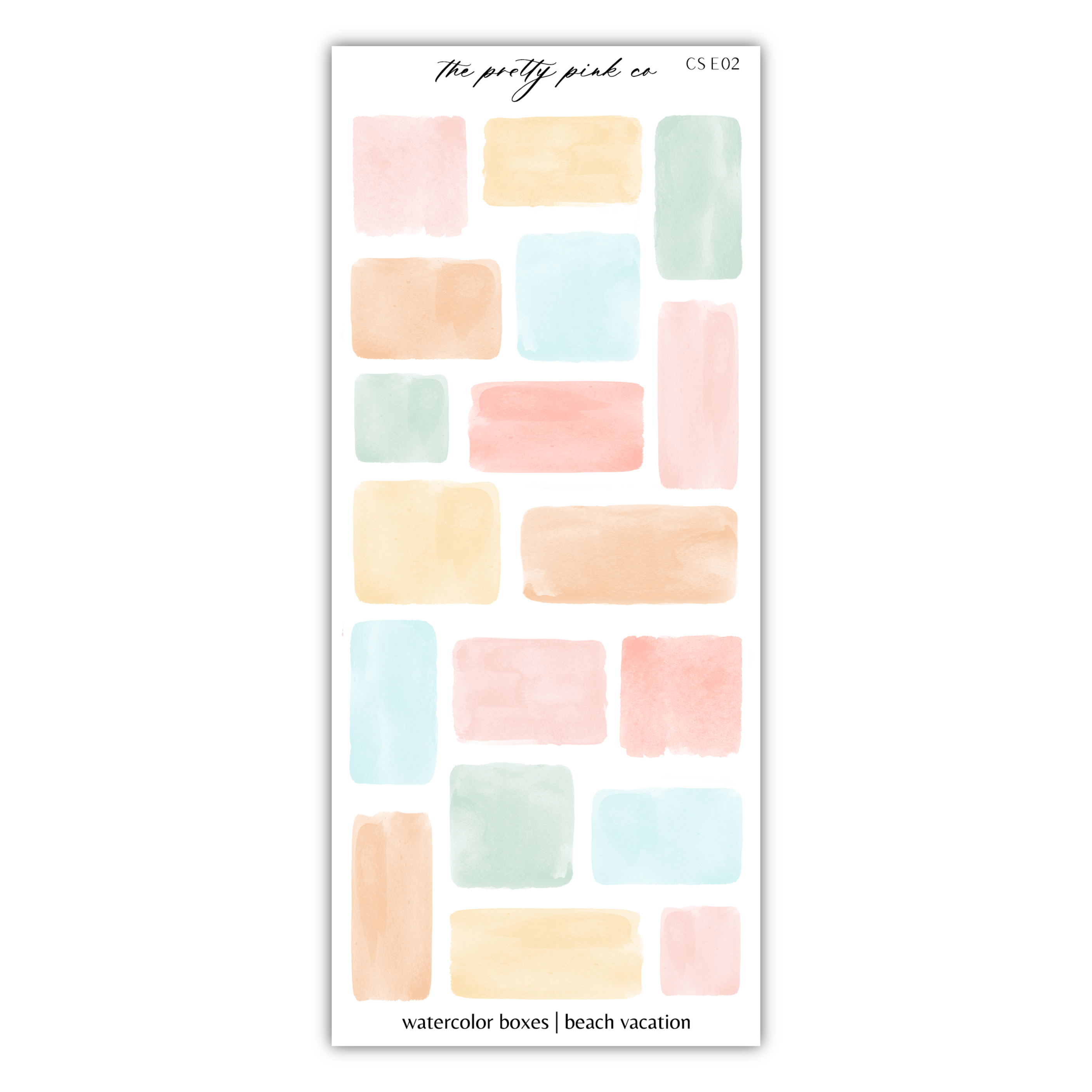 a planner sticker with pastel squares on it