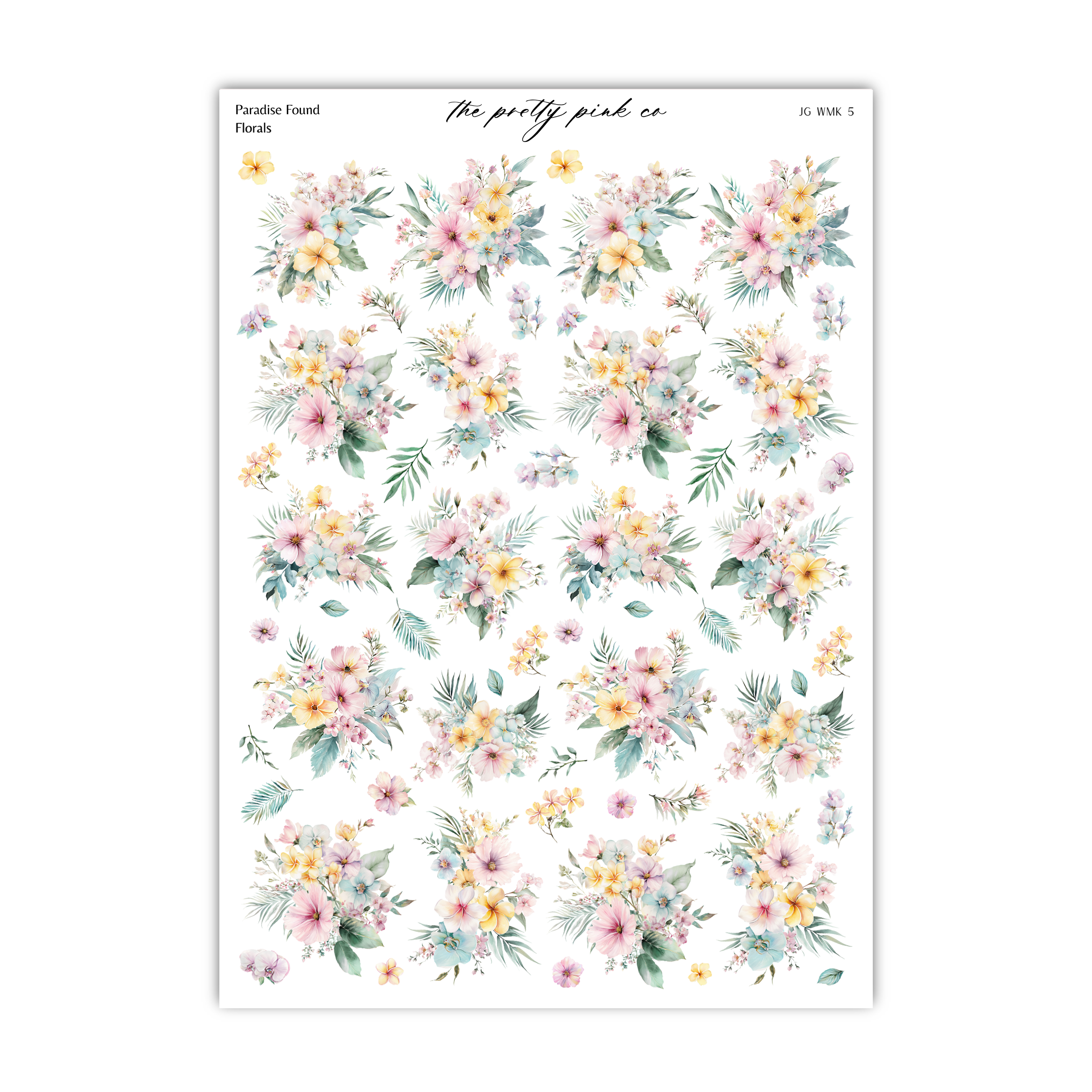 The image is a collage of various floral designs, including different types of flowers and leaves, arranged in a grid-like pattern.