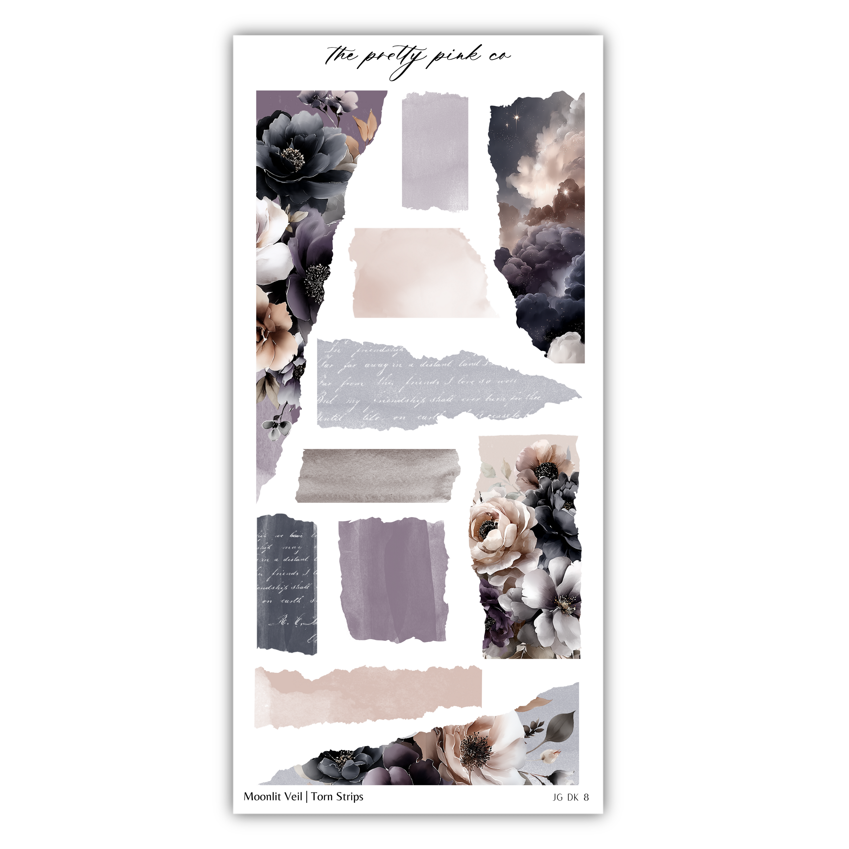 The image is a collage of various artistic elements, including floral patterns, torn paper strips, and abstract shapes. The collage appears to be a creative and visually appealing composition, showcasing a diverse range of textures, colors, and styles.