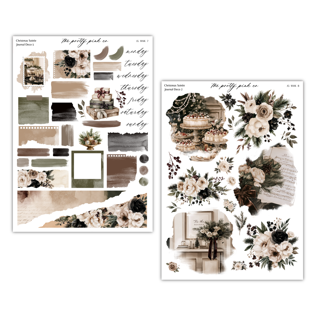 a collage of various floral and decorative elements, including flowers, leaves, and other natural elements, arranged in a visually appealing manner.