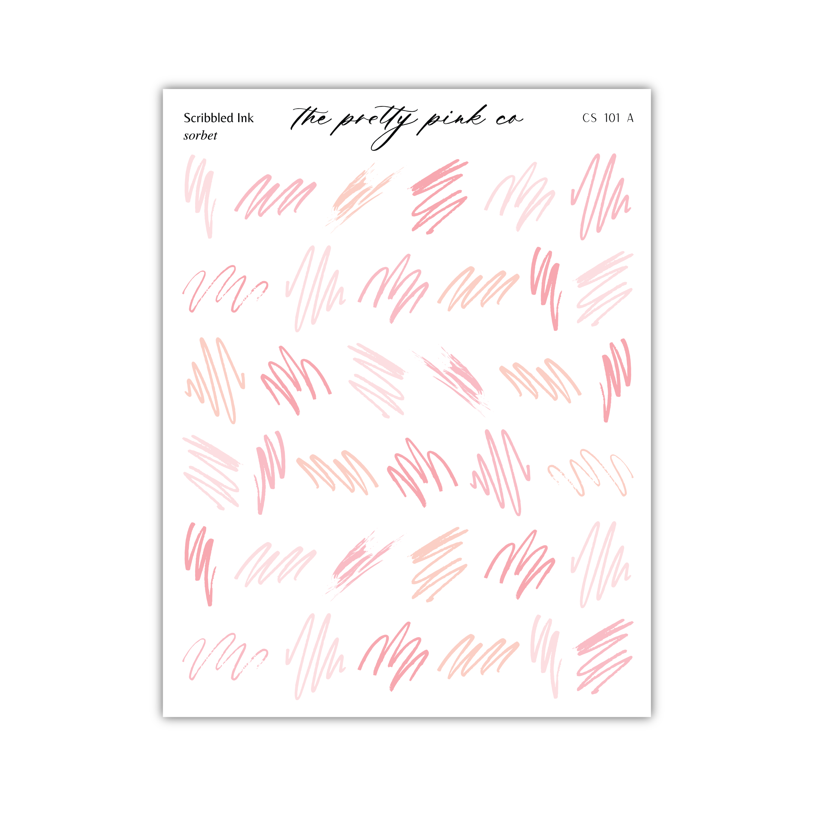 a collection of abstract, hand-drawn lines in various shades of pink and red, arranged in a grid-like pattern.