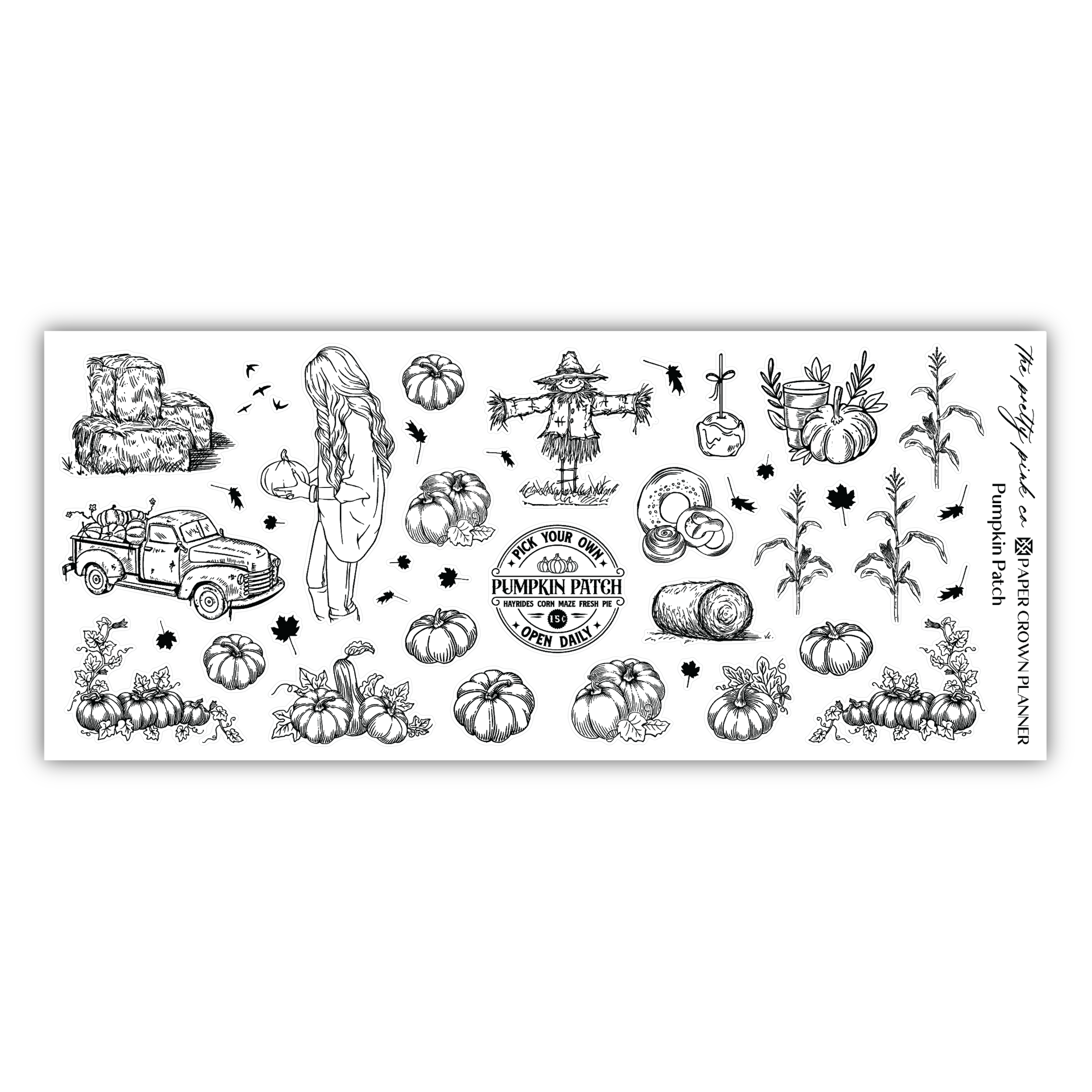 a black and white drawing of a sticker