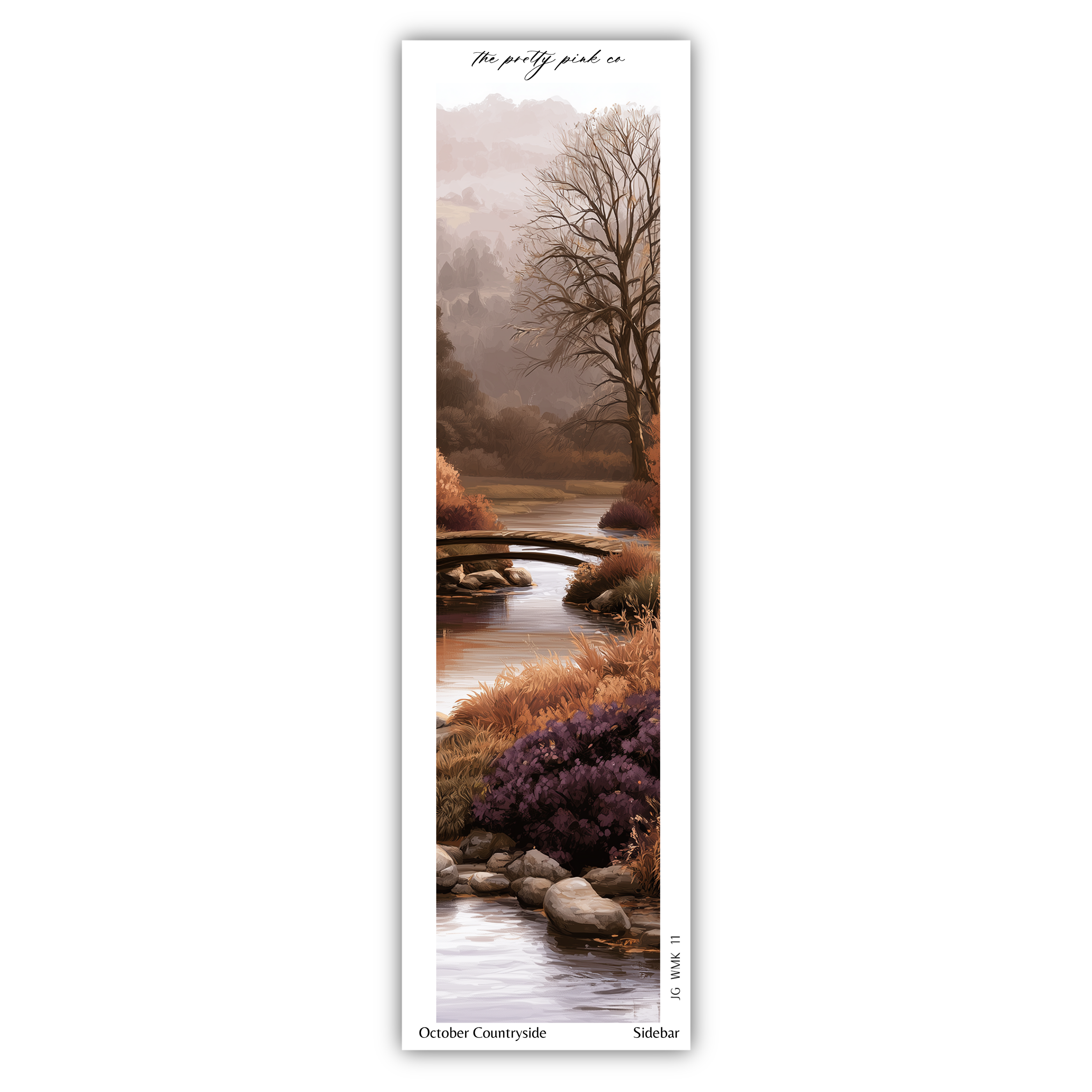 a serene landscape with a river, a bridge, and autumn foliage.