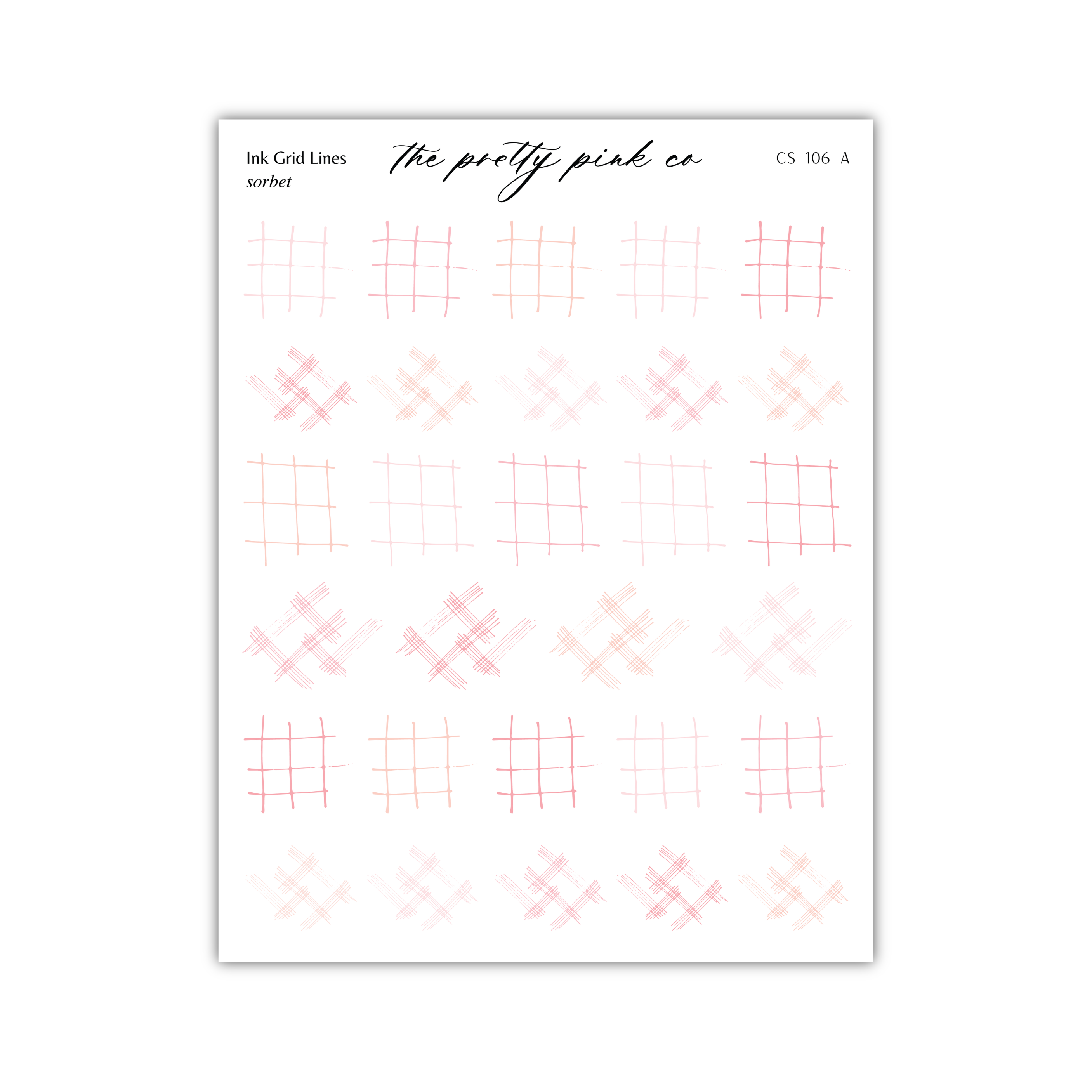 a grid of red and pink grid lines, which appear to be handwritten or drawn. The grid lines are arranged in a repeating pattern, creating a visually interesting and abstract composition.
