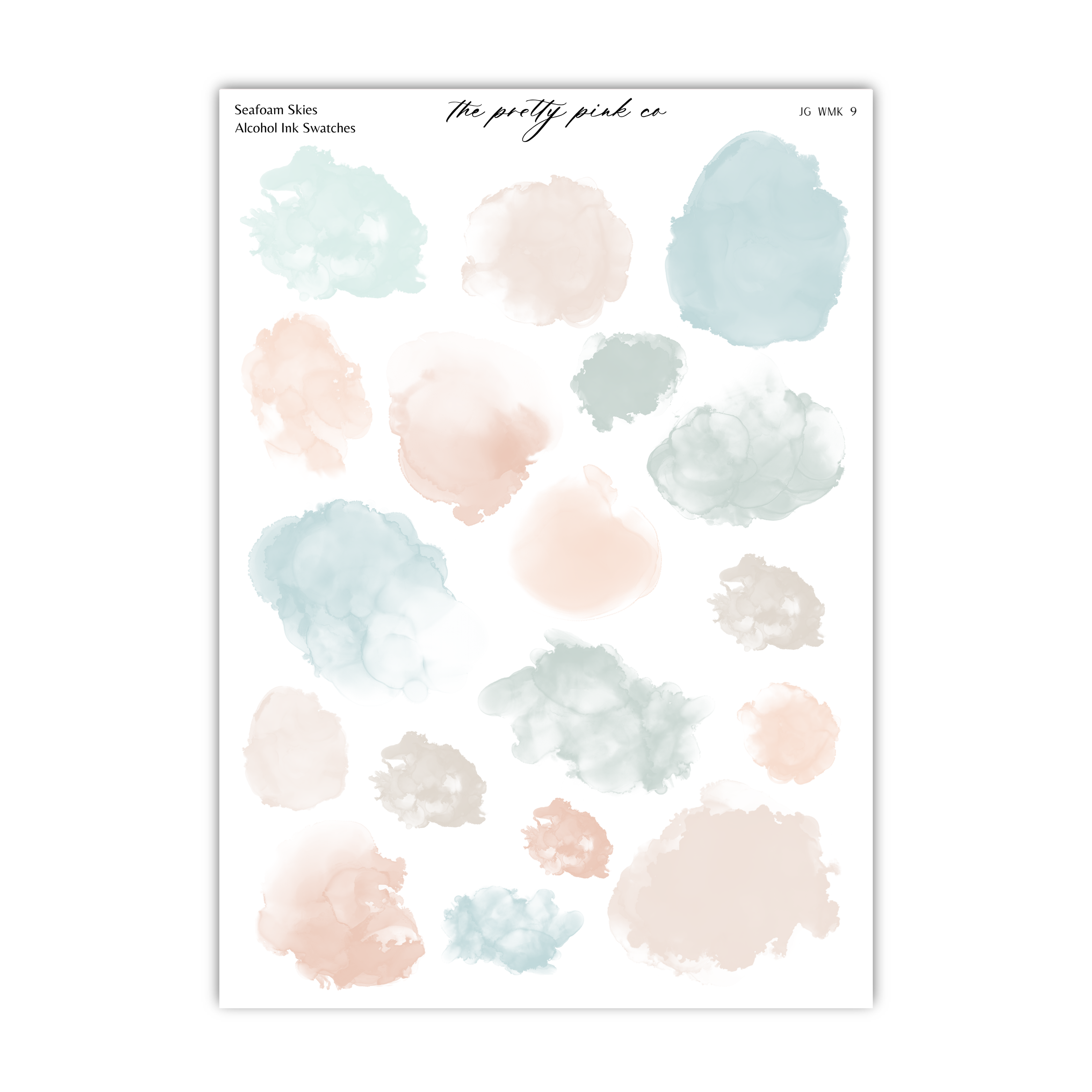 a collection of abstract watercolor brush strokes in various pastel colors, including light blue, light pink, and light green.