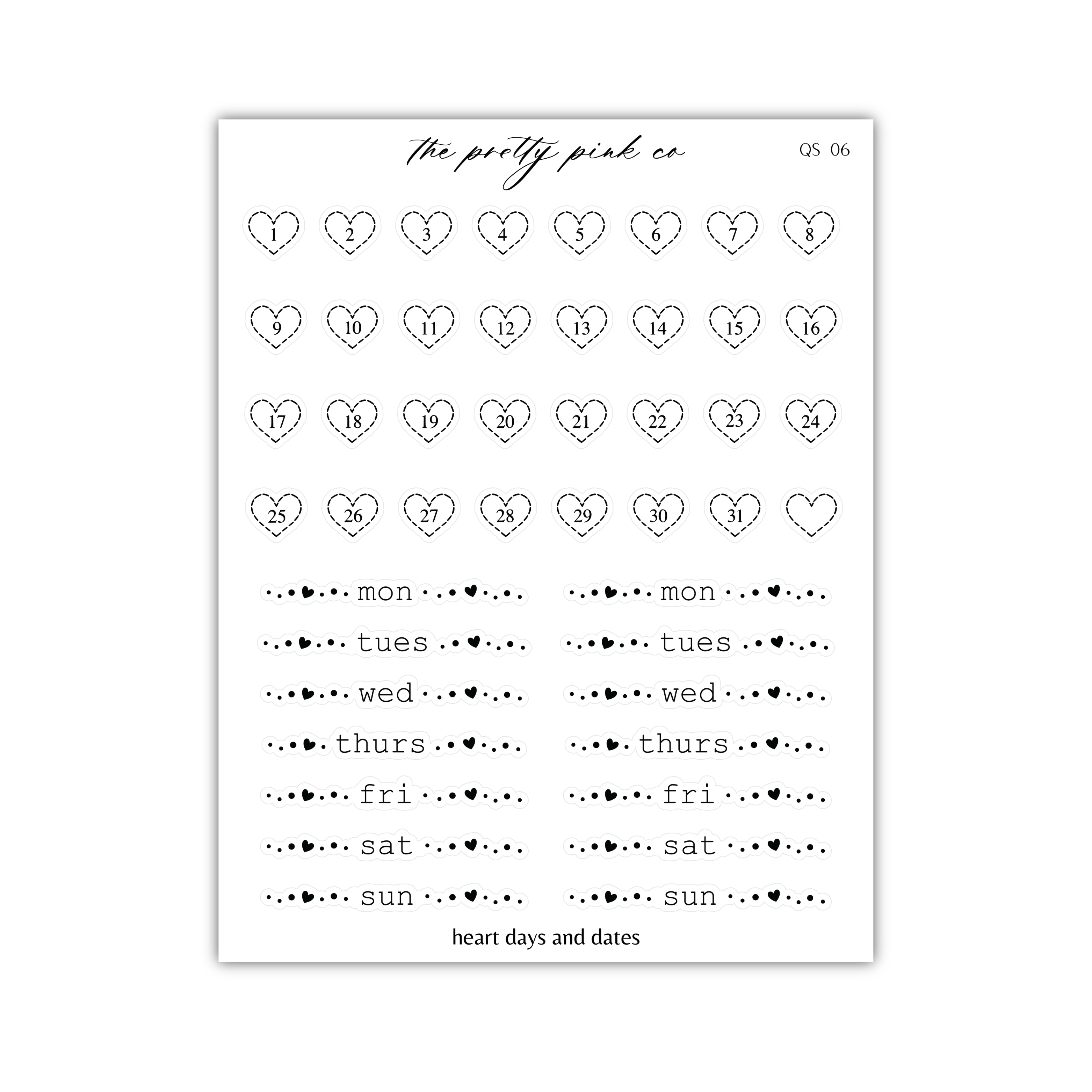 a sheet of paper with hearts on it