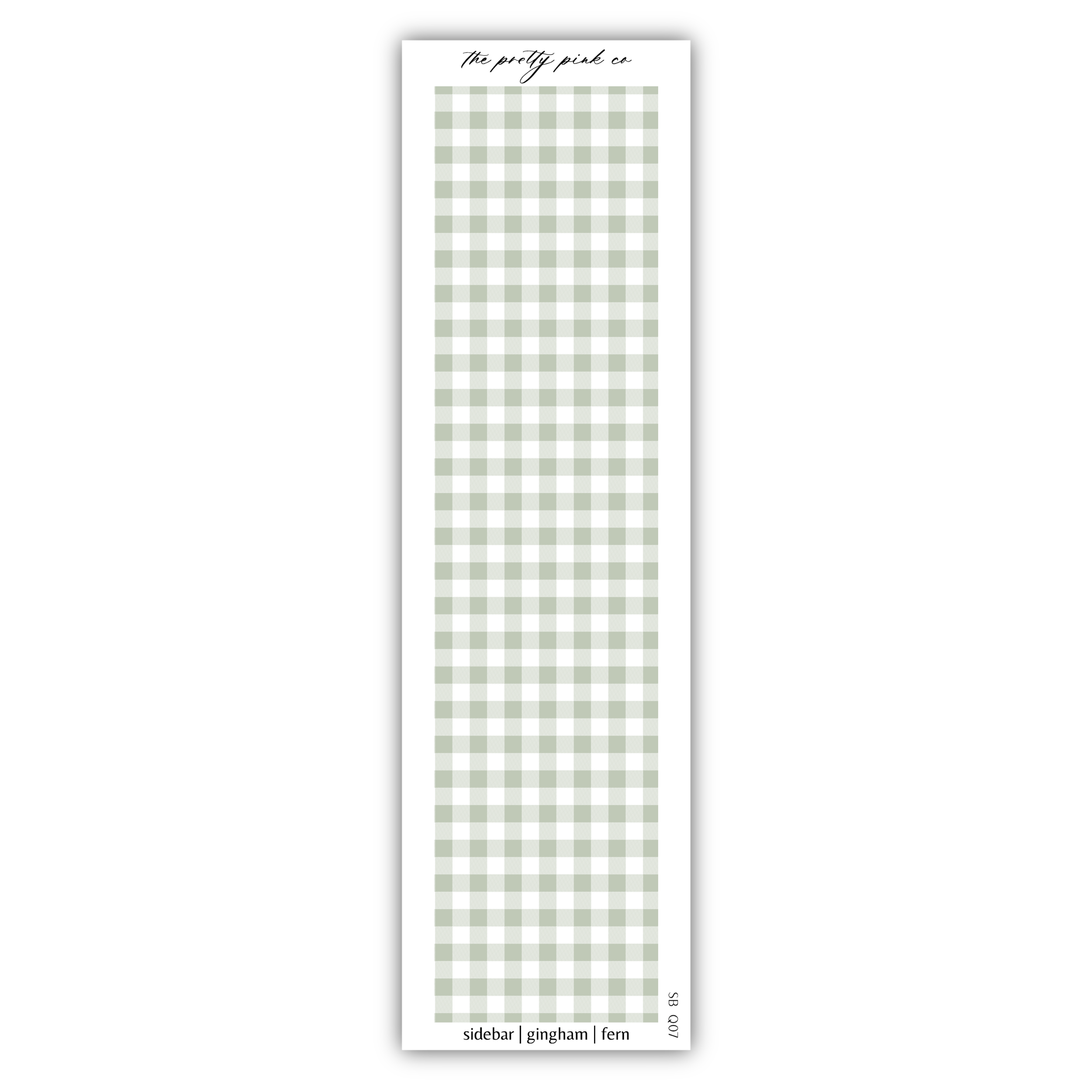 a green and white checkered bookmark on a white background